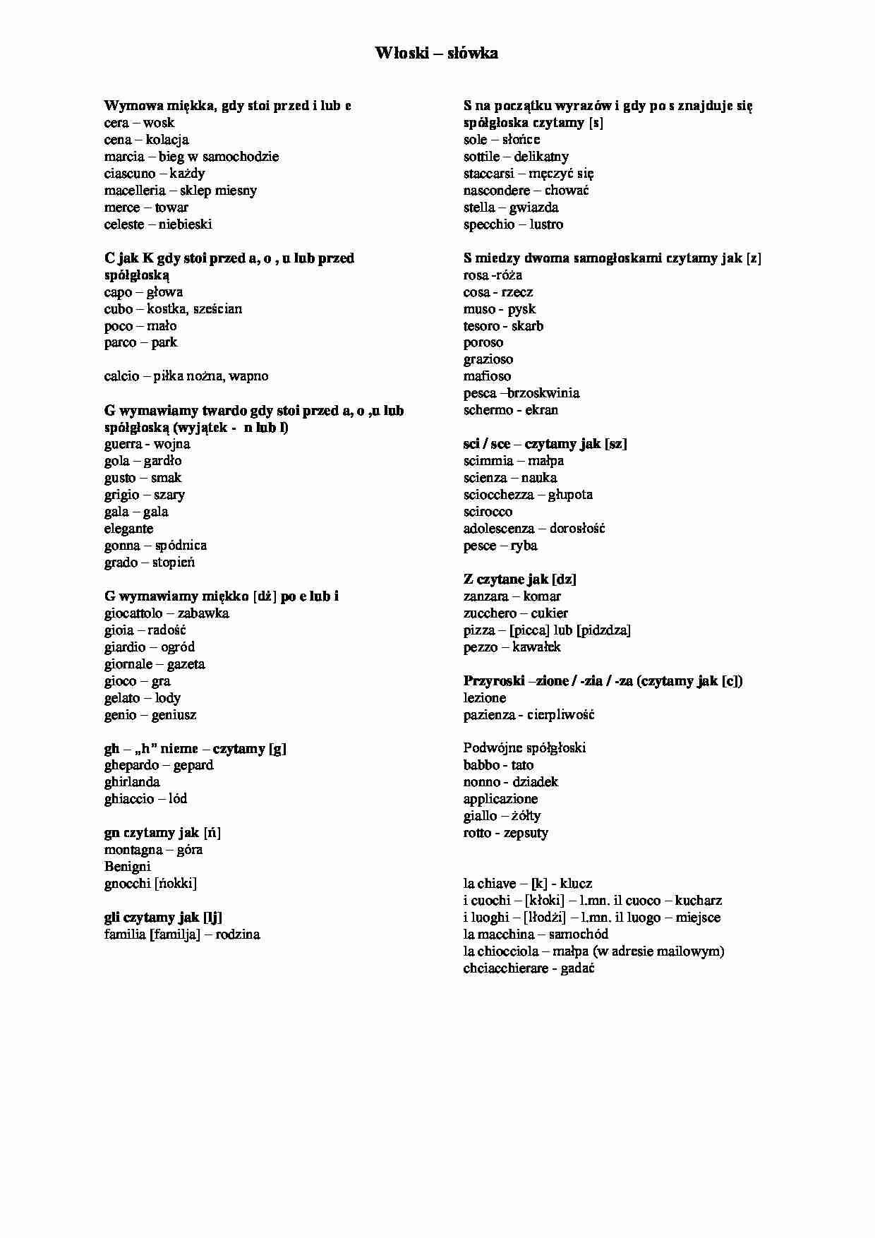 Słowniczek z wymowy  - strona 1