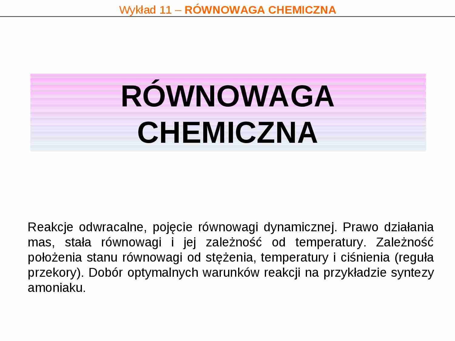 Równowaga chemiczna- prezentacja - strona 1
