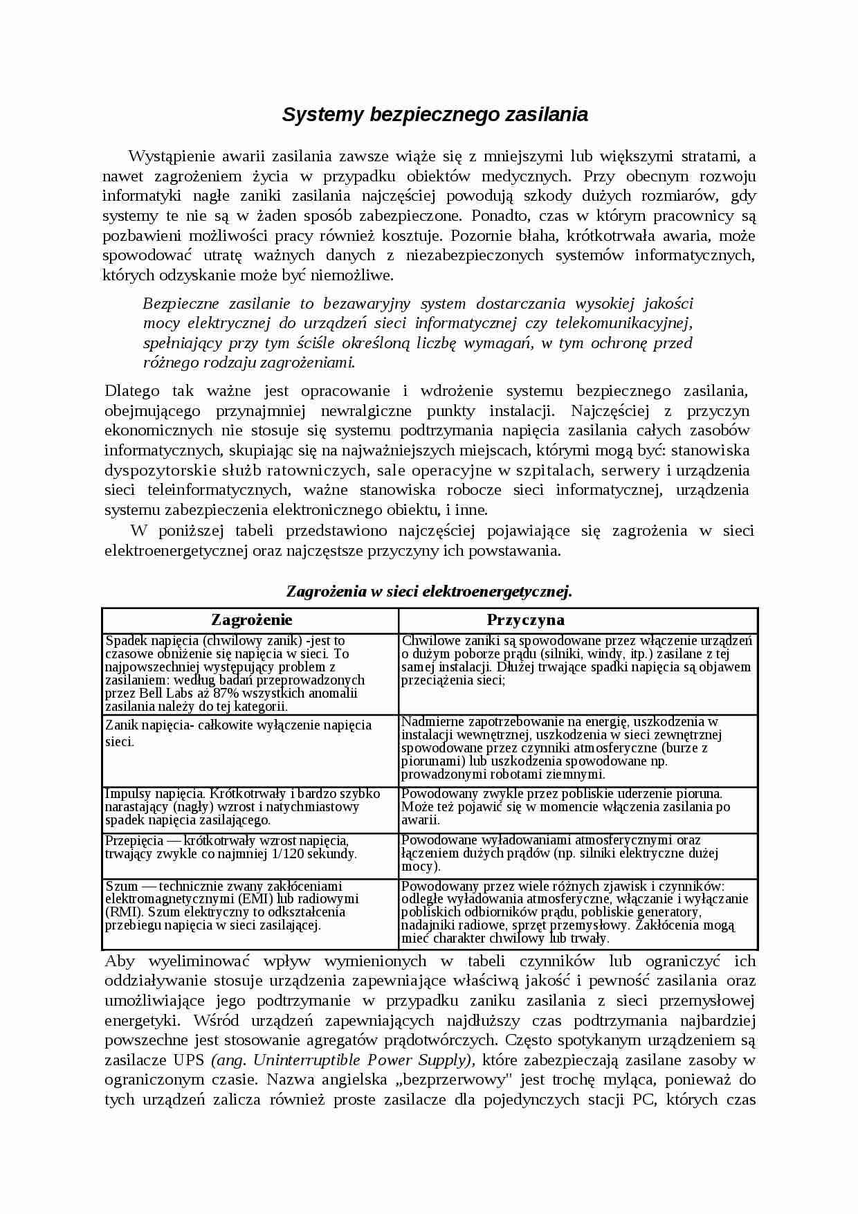 Systemy bezpiecznego zasilania - strona 1