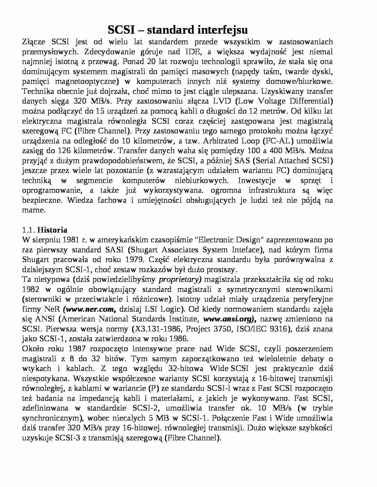 SCSI - standard interfejsu - strona 1