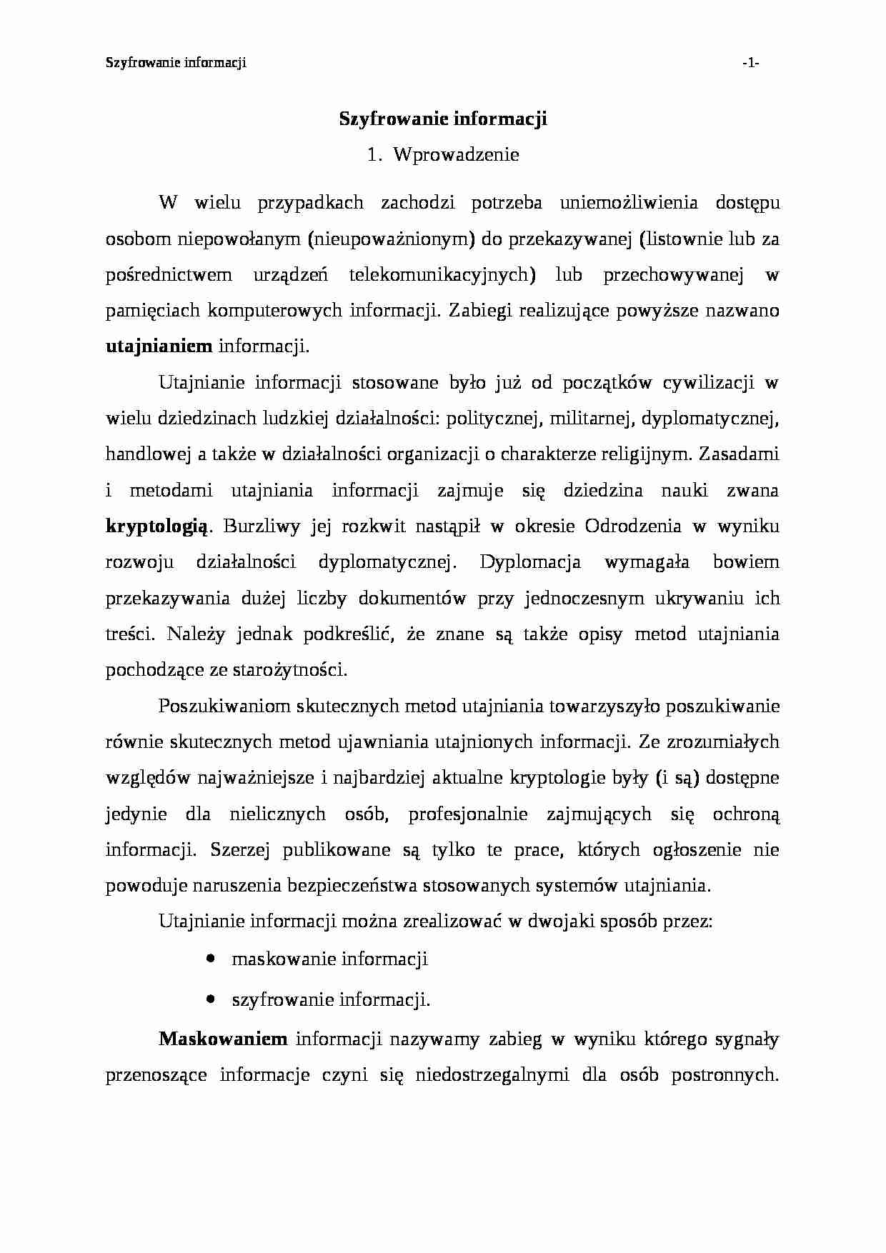 Szyfr informacji - strona 1