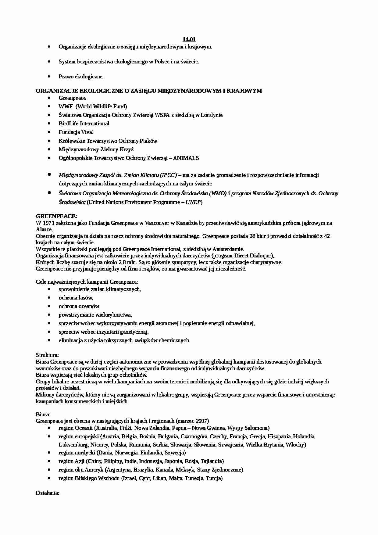 Bezpieczeństwo ekologiczne - wykład 8 - strona 1