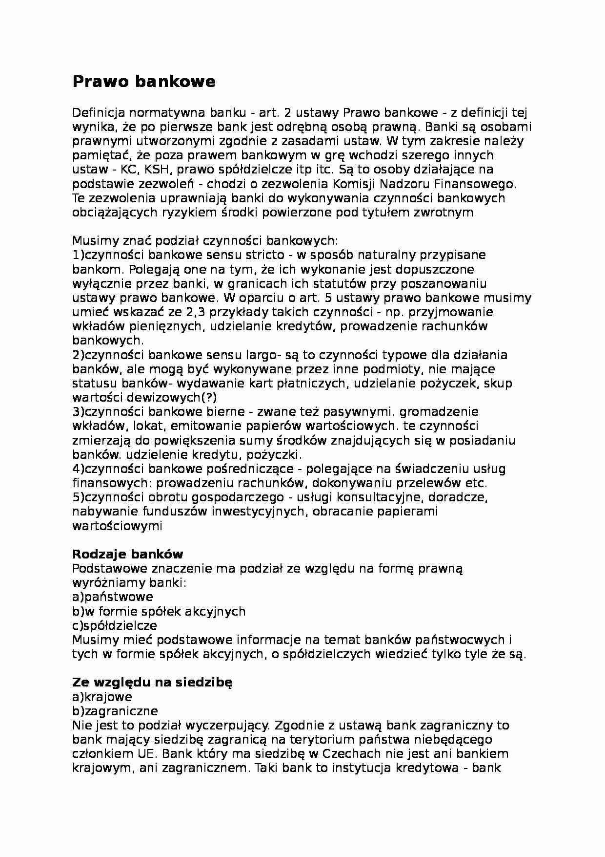Prawo bankowe - strona 1