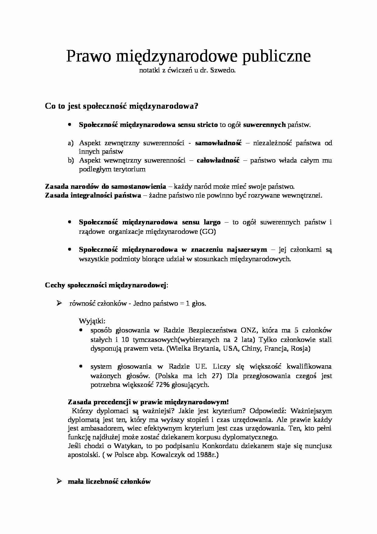 Prawo Międzynarodowe publiczne -  społeczność międzynarodowa - strona 1
