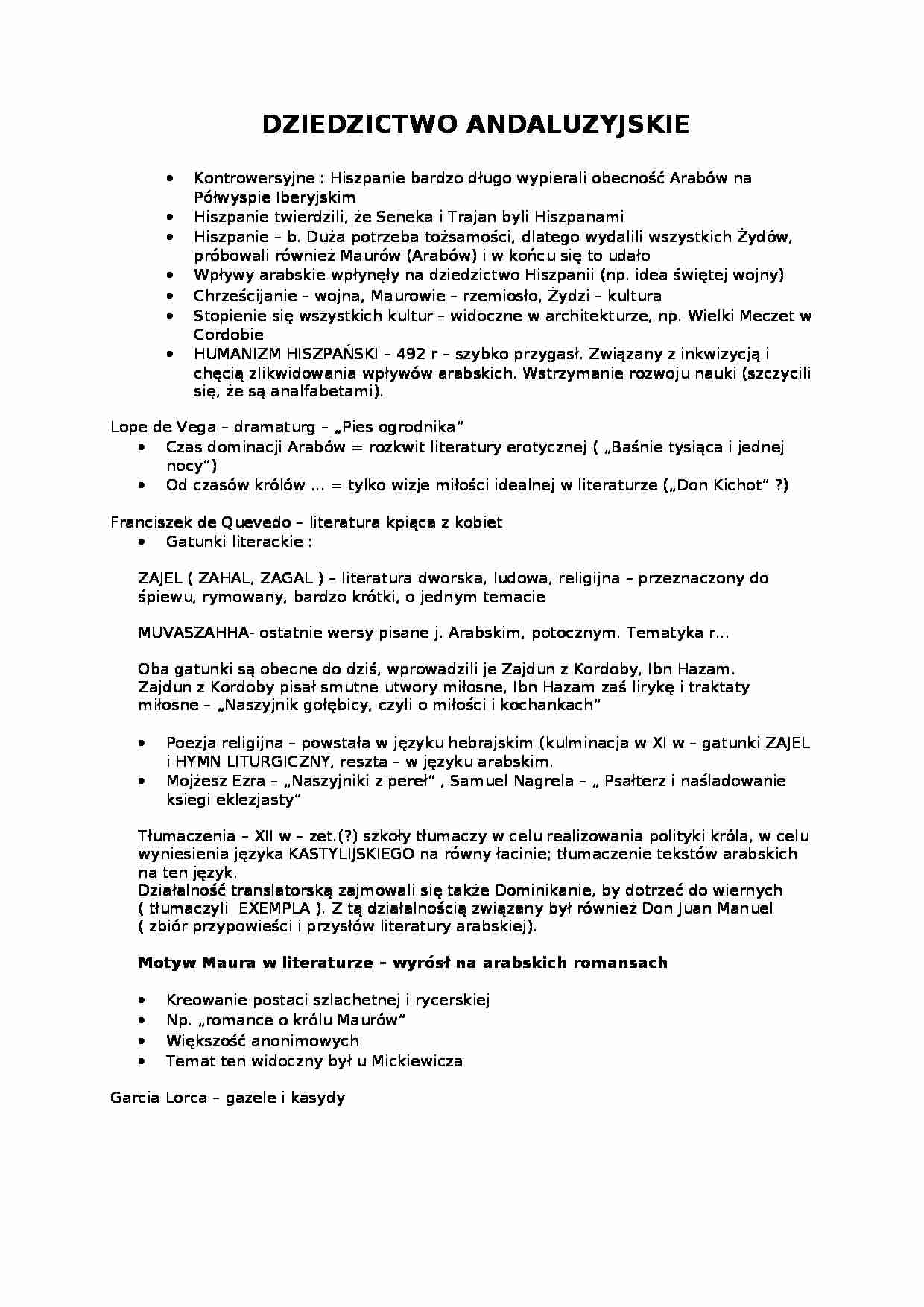 Dziedzictwo andaluzyjskie - strona 1