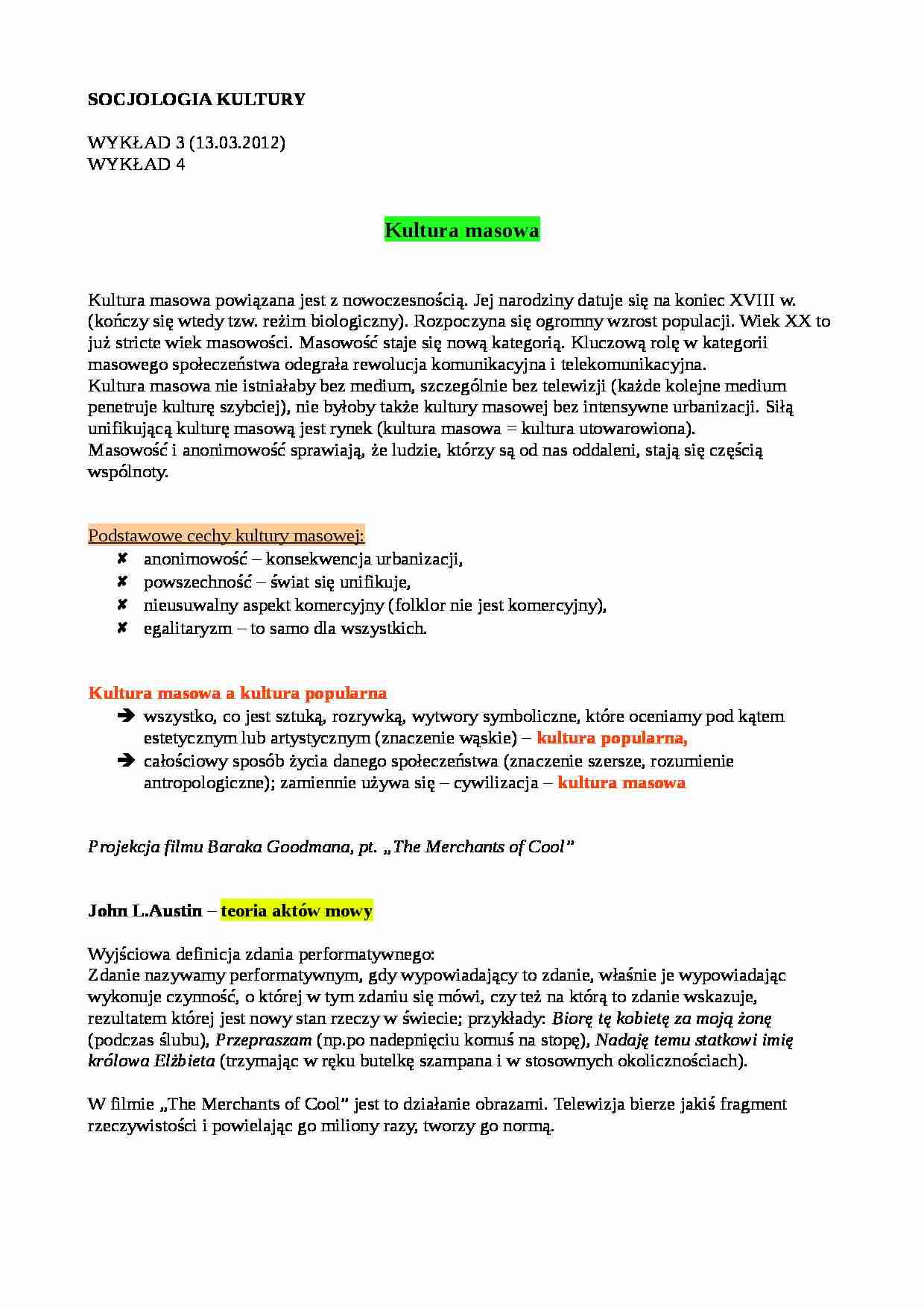 Kultura masowa - Kultura popularna - strona 1