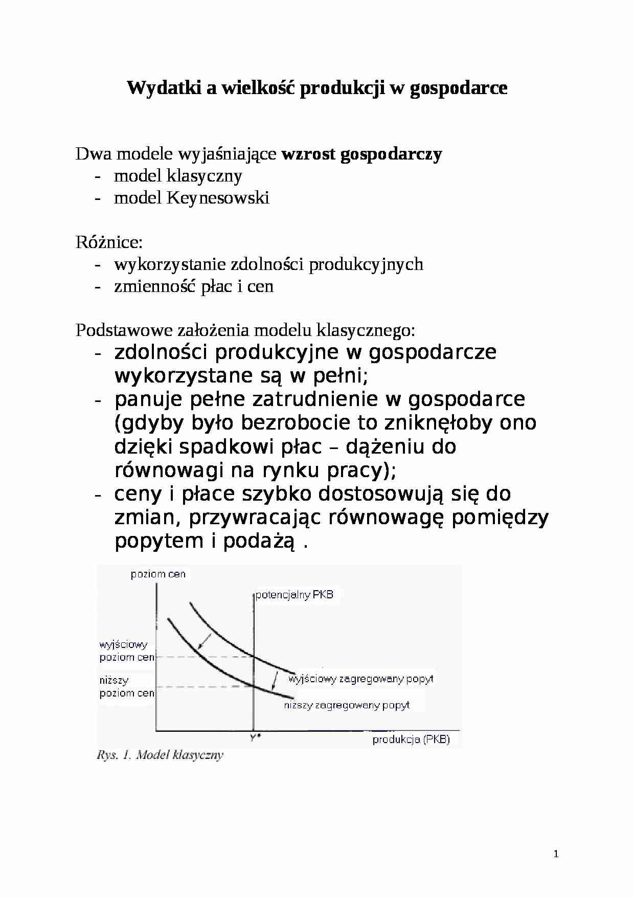 Wydatki a wielkości produkcji w gospodarce makro wojtyna - strona 1