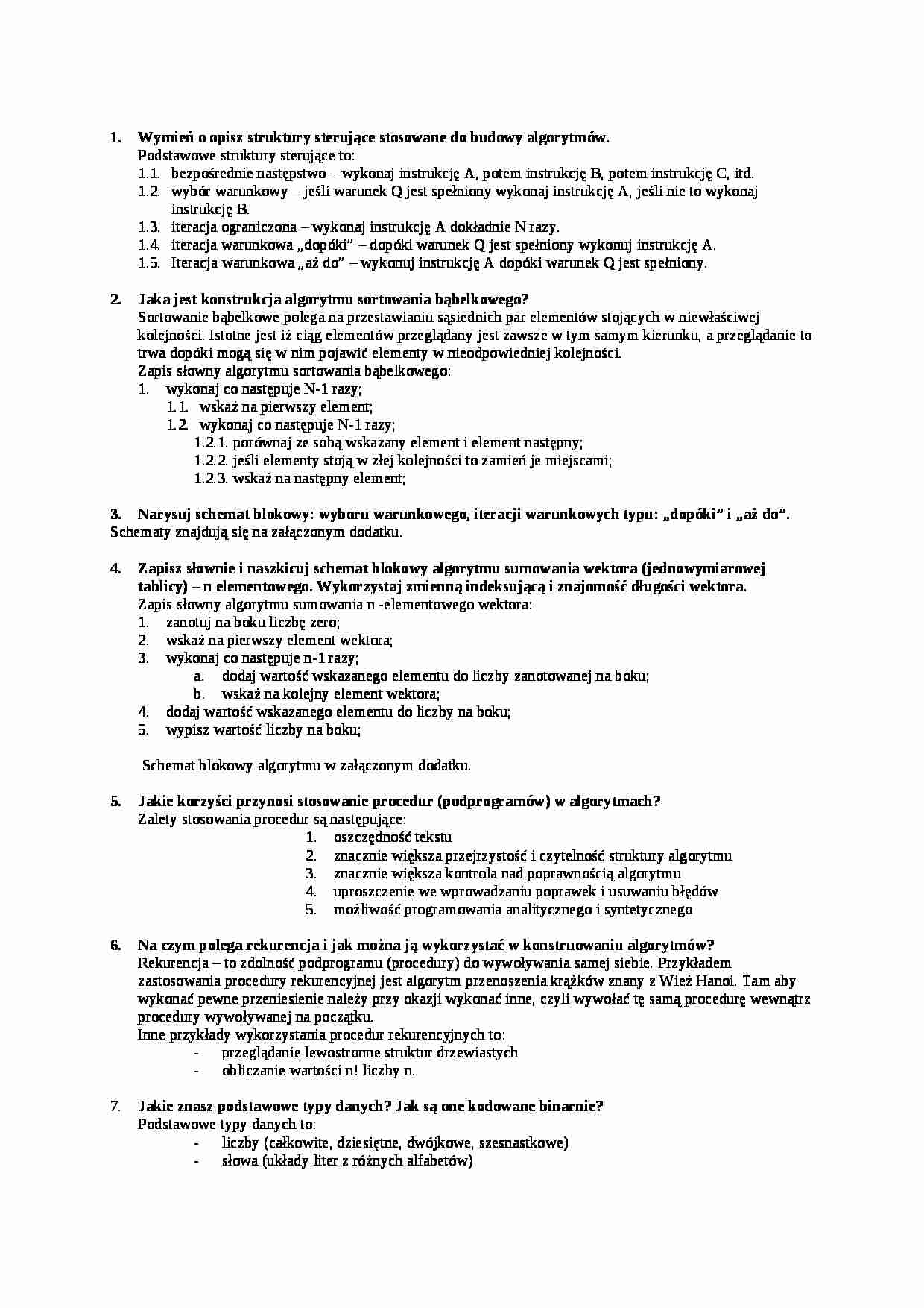 informatyka - 62 pytania i odp - strona 1