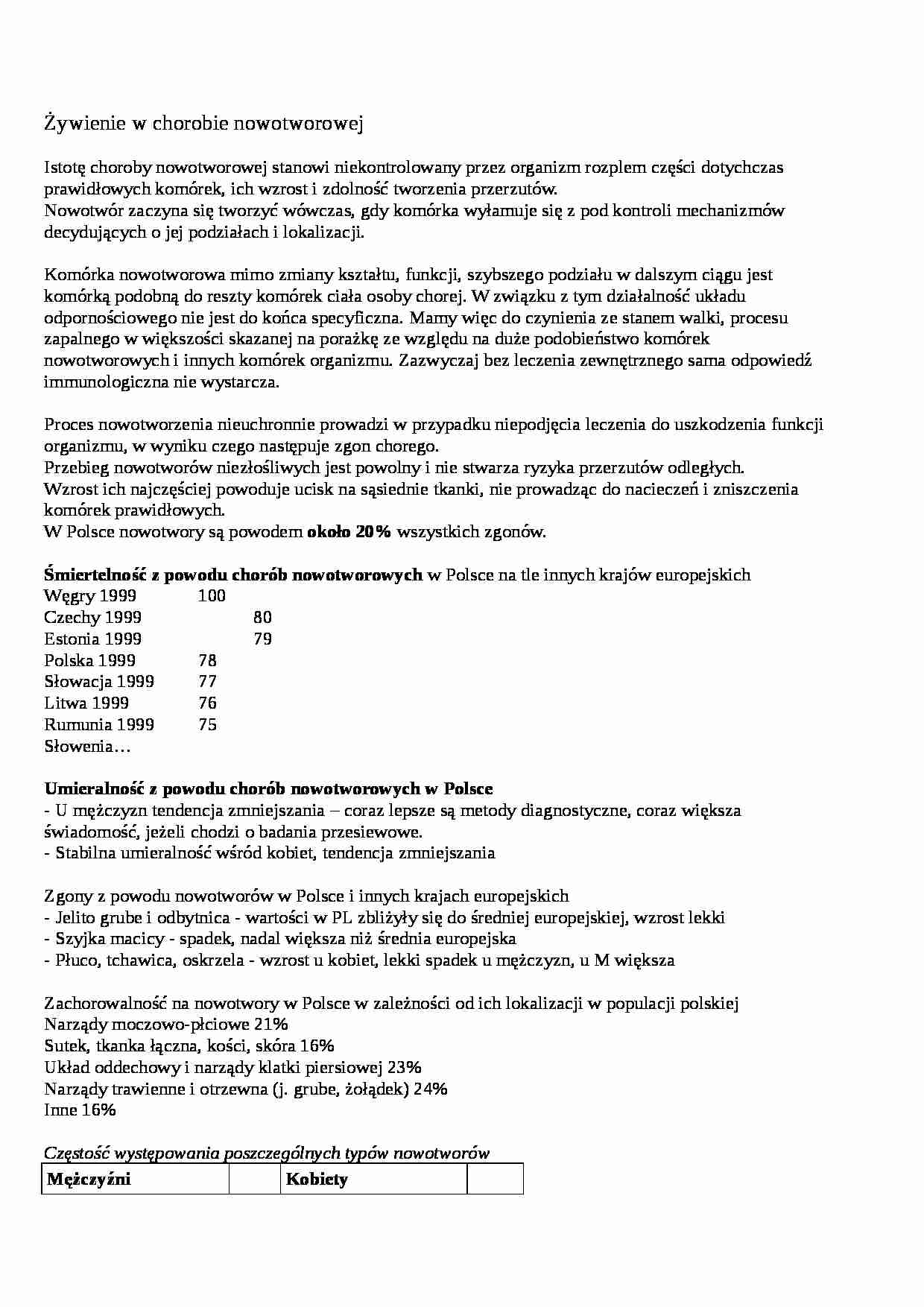 żywienie w chorobie nowotworowej - strona 1