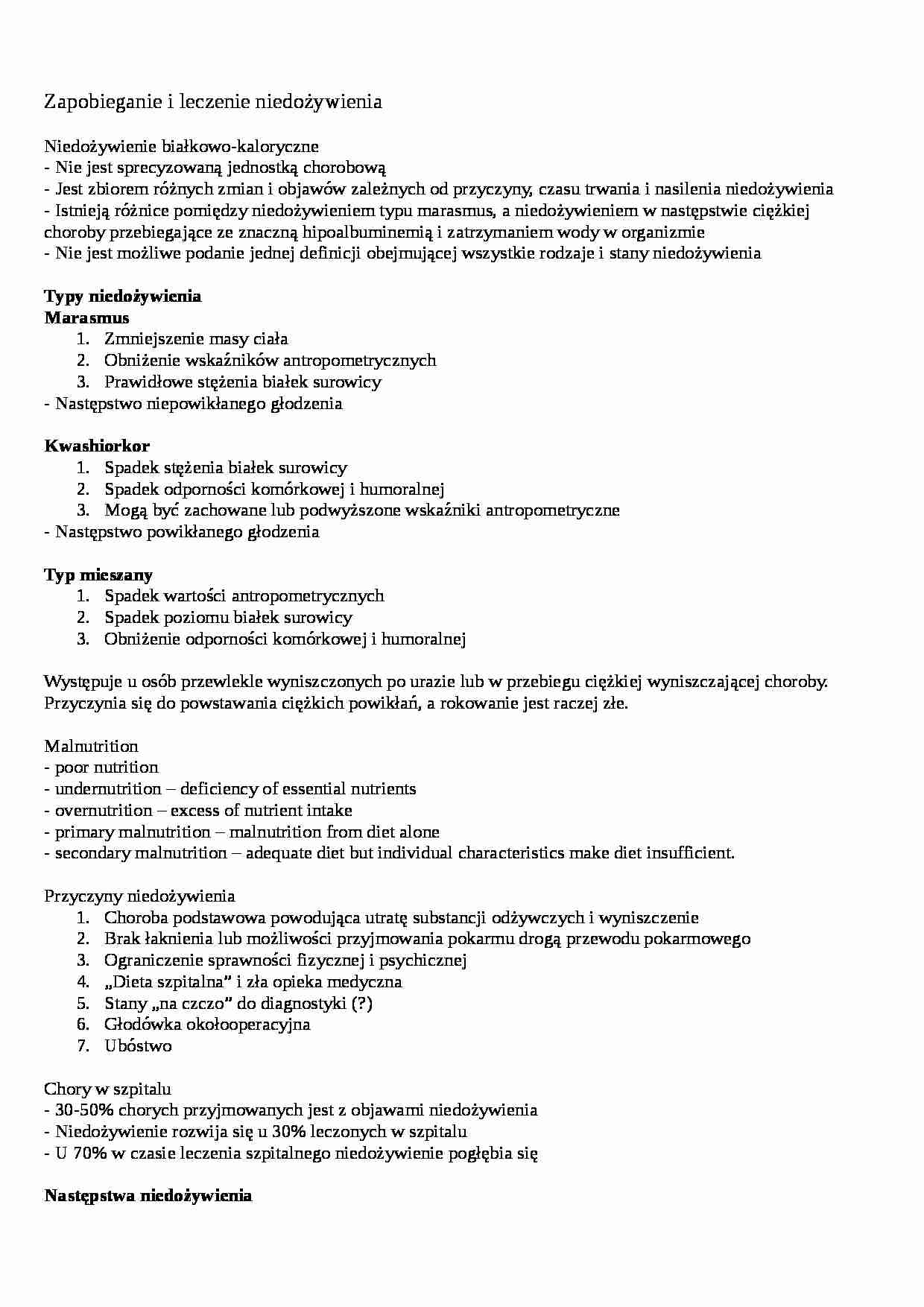 Zapobieganie i leczenie niedożywienia - strona 1