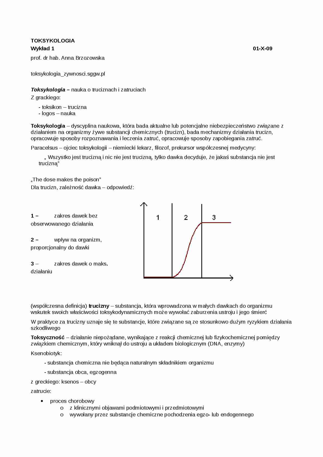 Toksykologia - wyklad 1 - strona 1