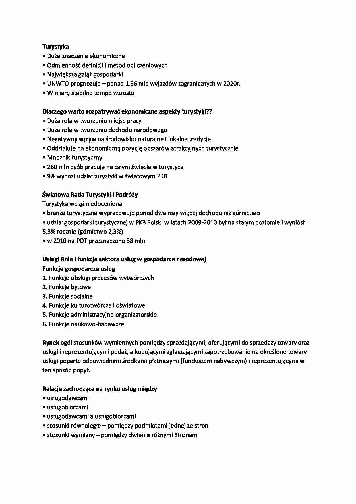 opracowanie na egzamin - Turystyka - strona 1