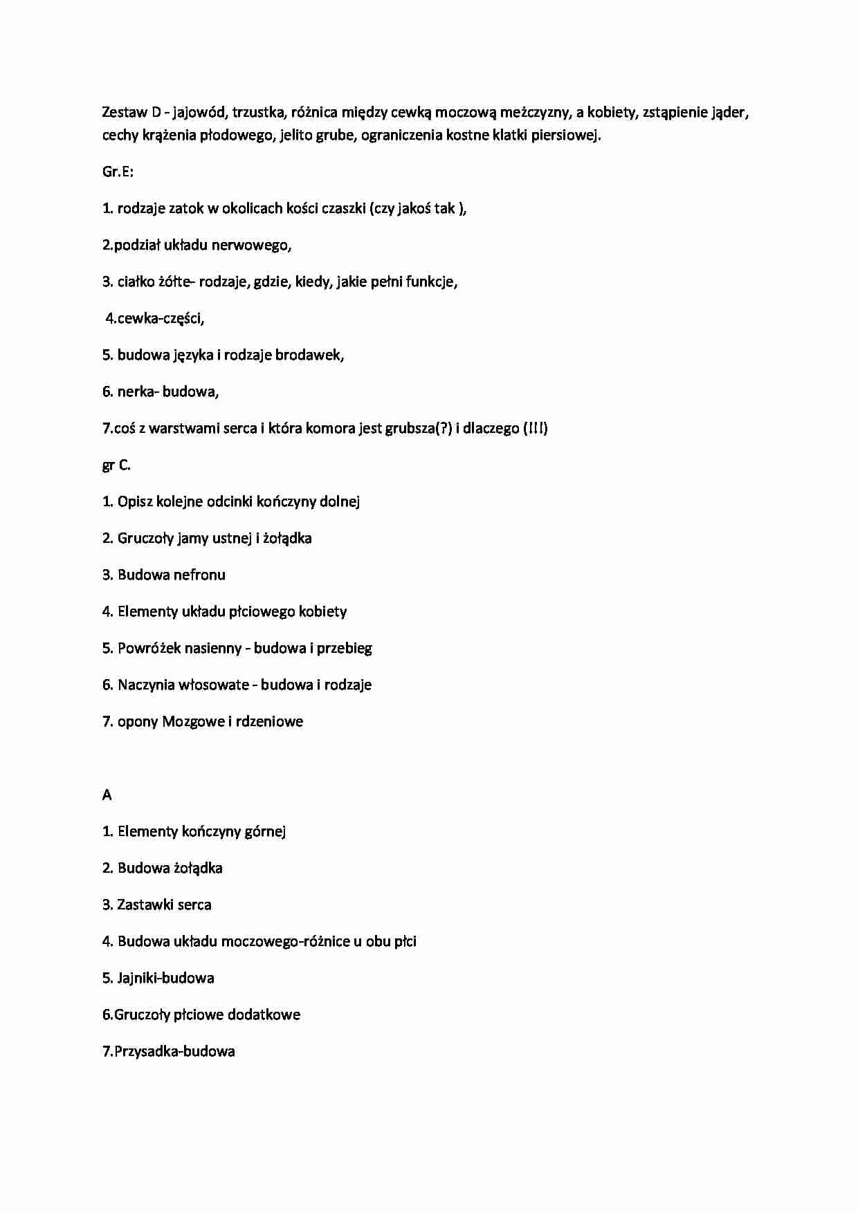 Pytania na egzamin - Jajowód - strona 1