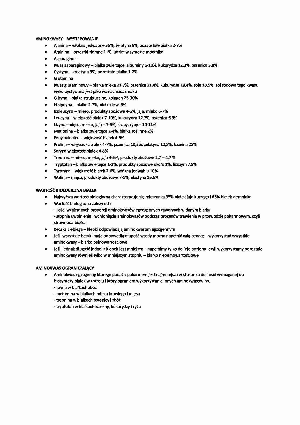 Aminokwasy Występowanie - strona 1