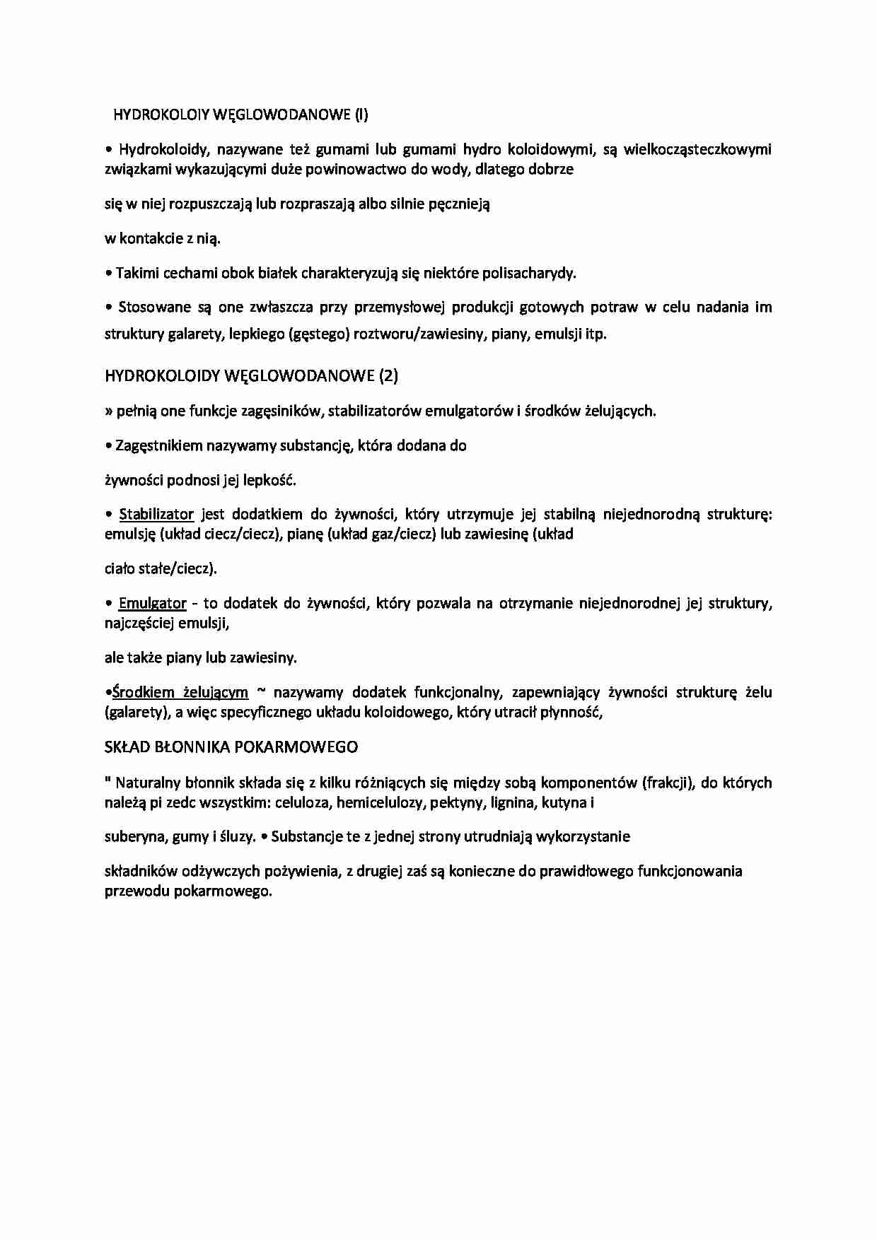 Hydrokoloidy węglowodanowe - strona 1