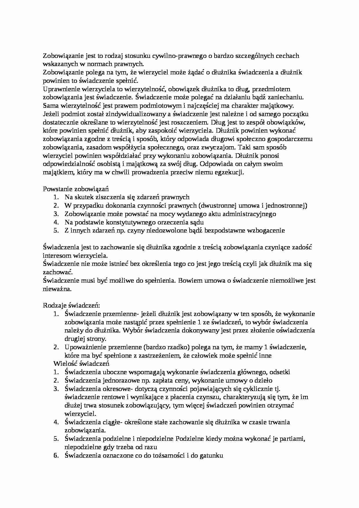 Zobowiązania i świadczenia - strona 1