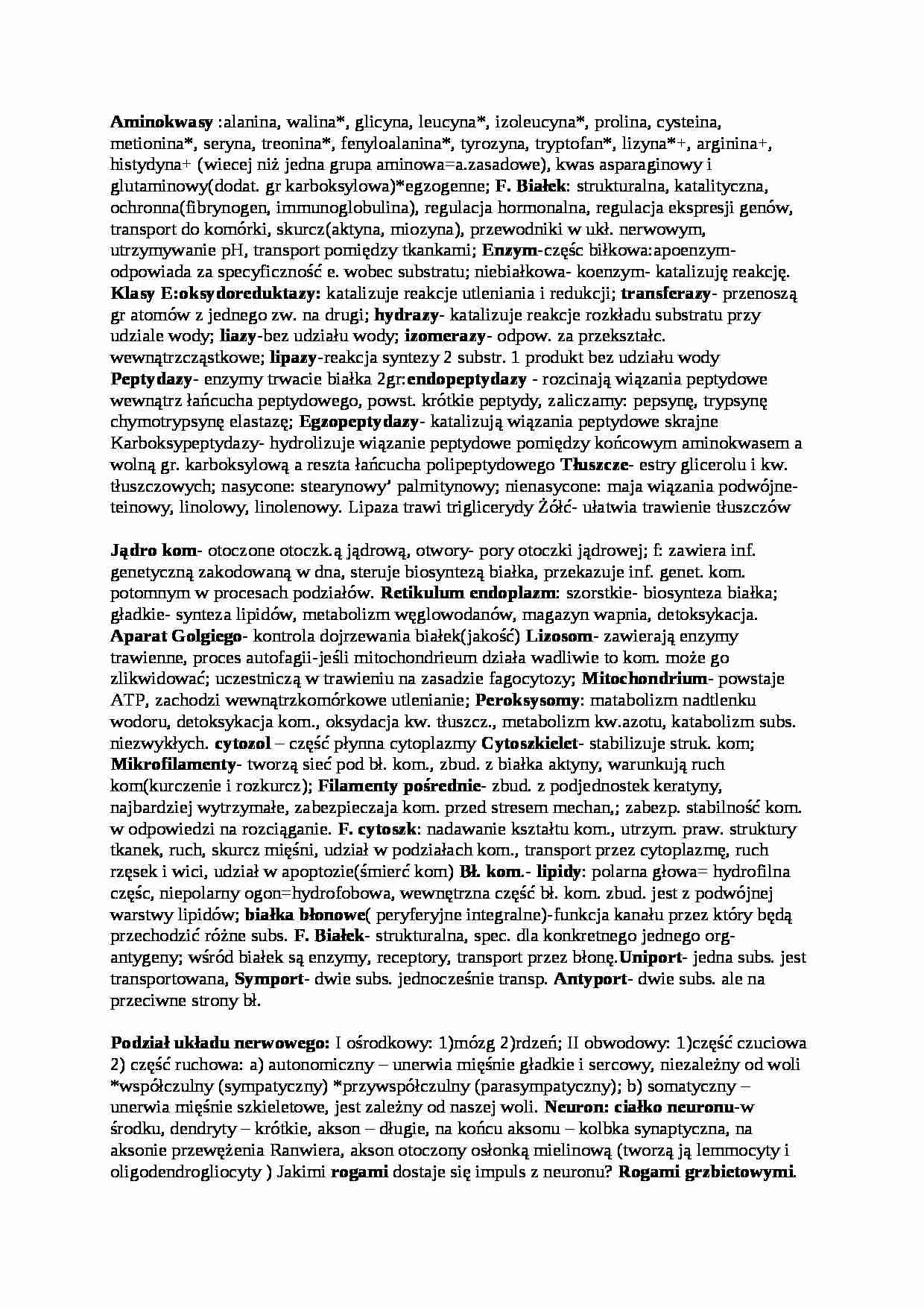 Aminokwasy - zagadnienia - strona 1