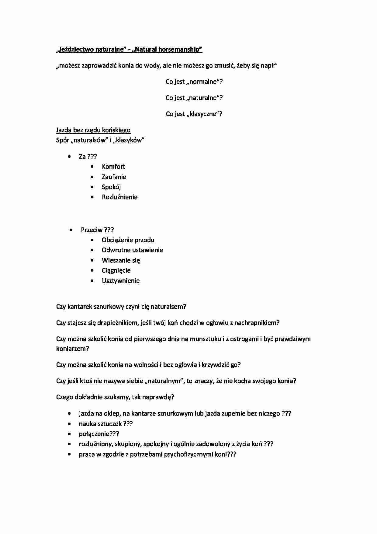 Jeździectwo naturalne - strona 1