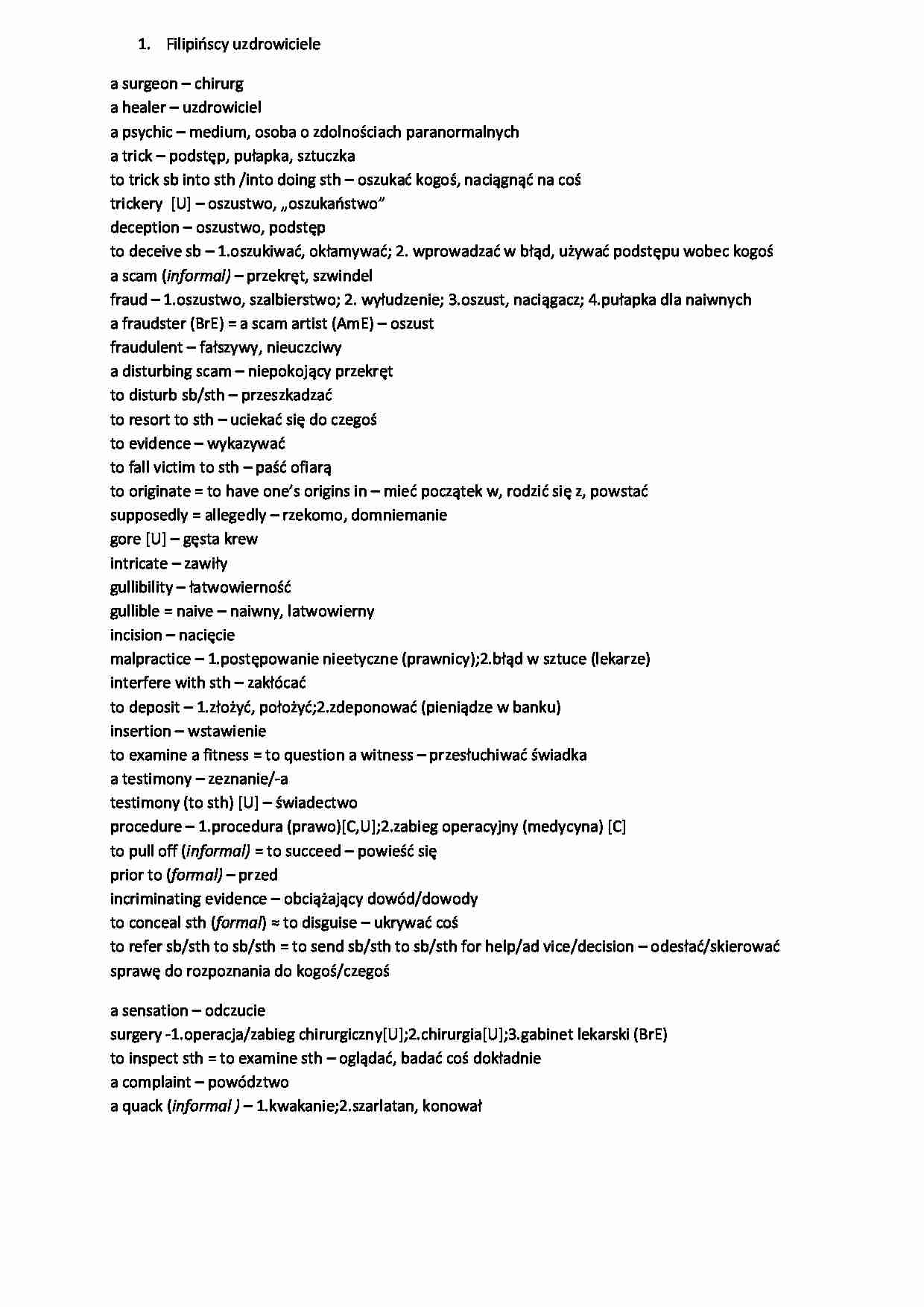 Filipińscy uzdrowiciele - strona 1