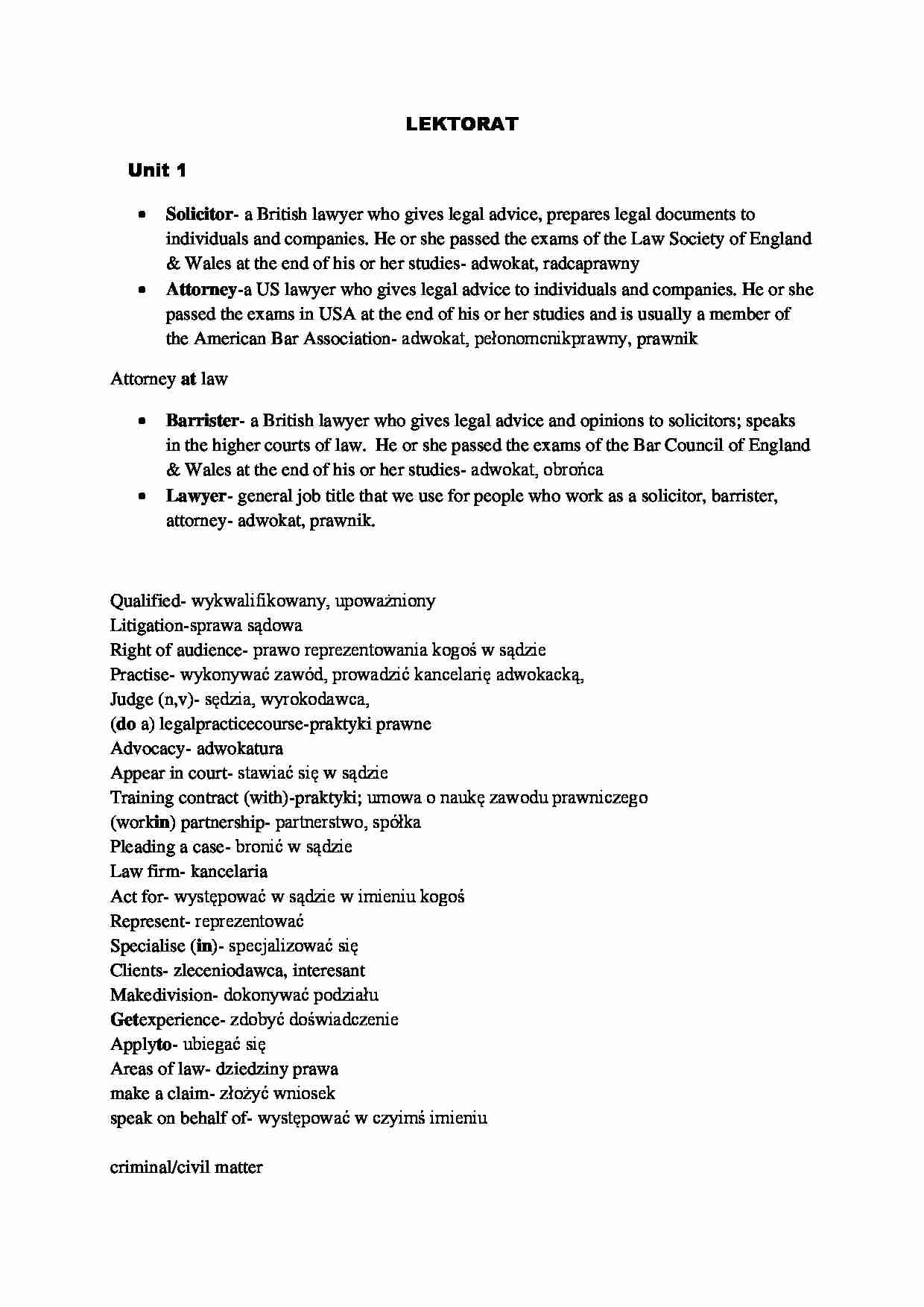 Lektorat unit 1 - strona 1