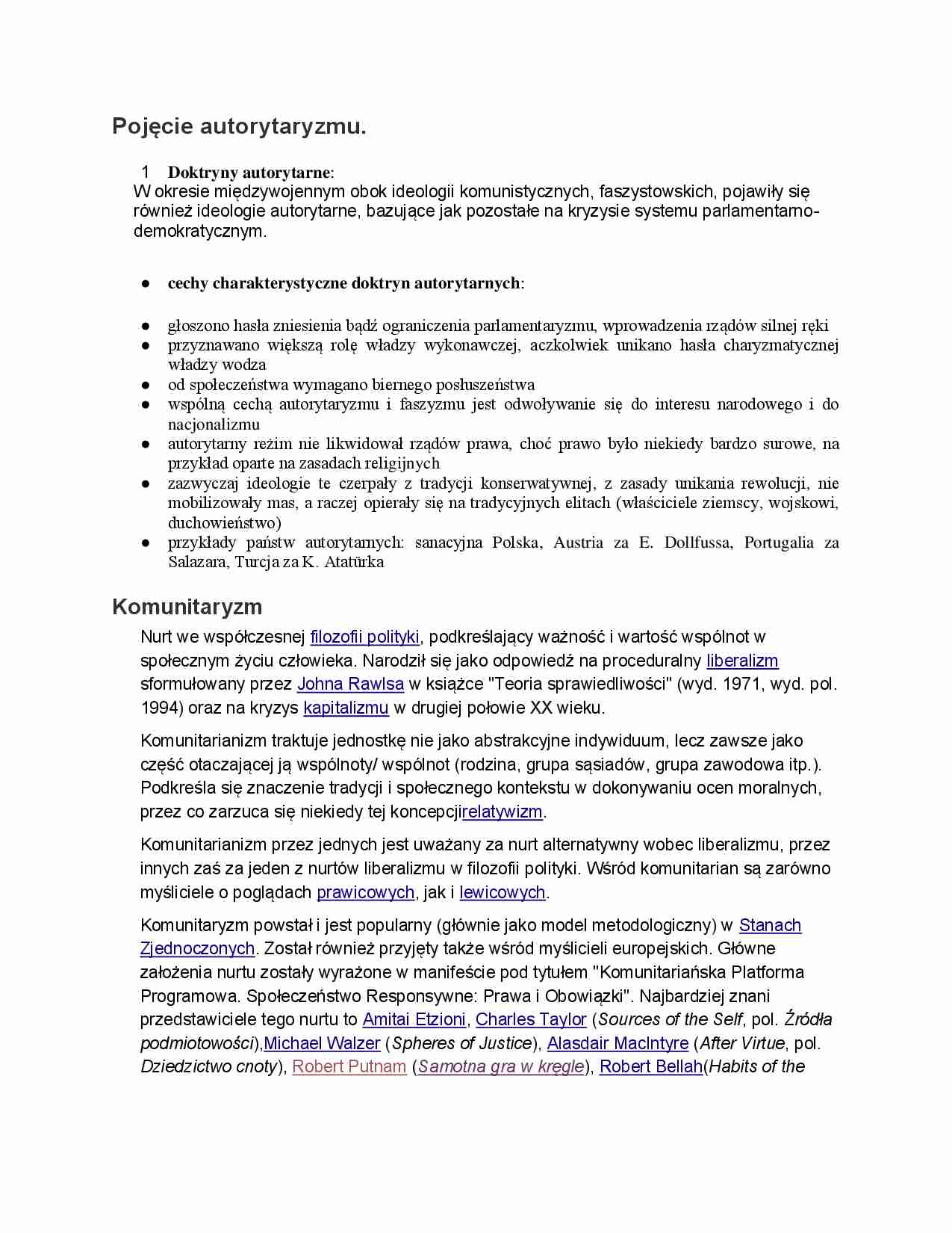 Autorytaryzm, Komunitaryzm, Libertarianizm - strona 1