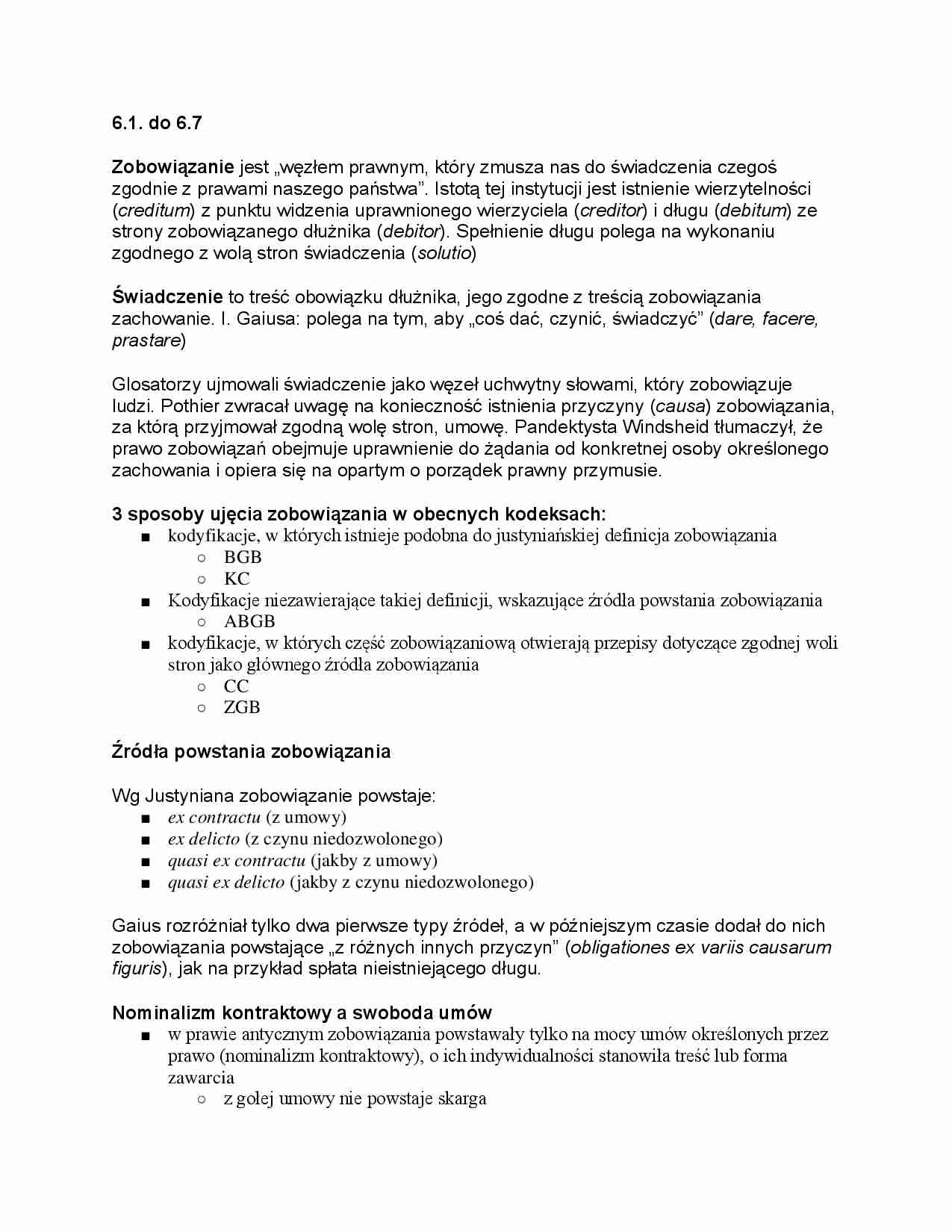 Zobowiązanie i świadczenie  - strona 1