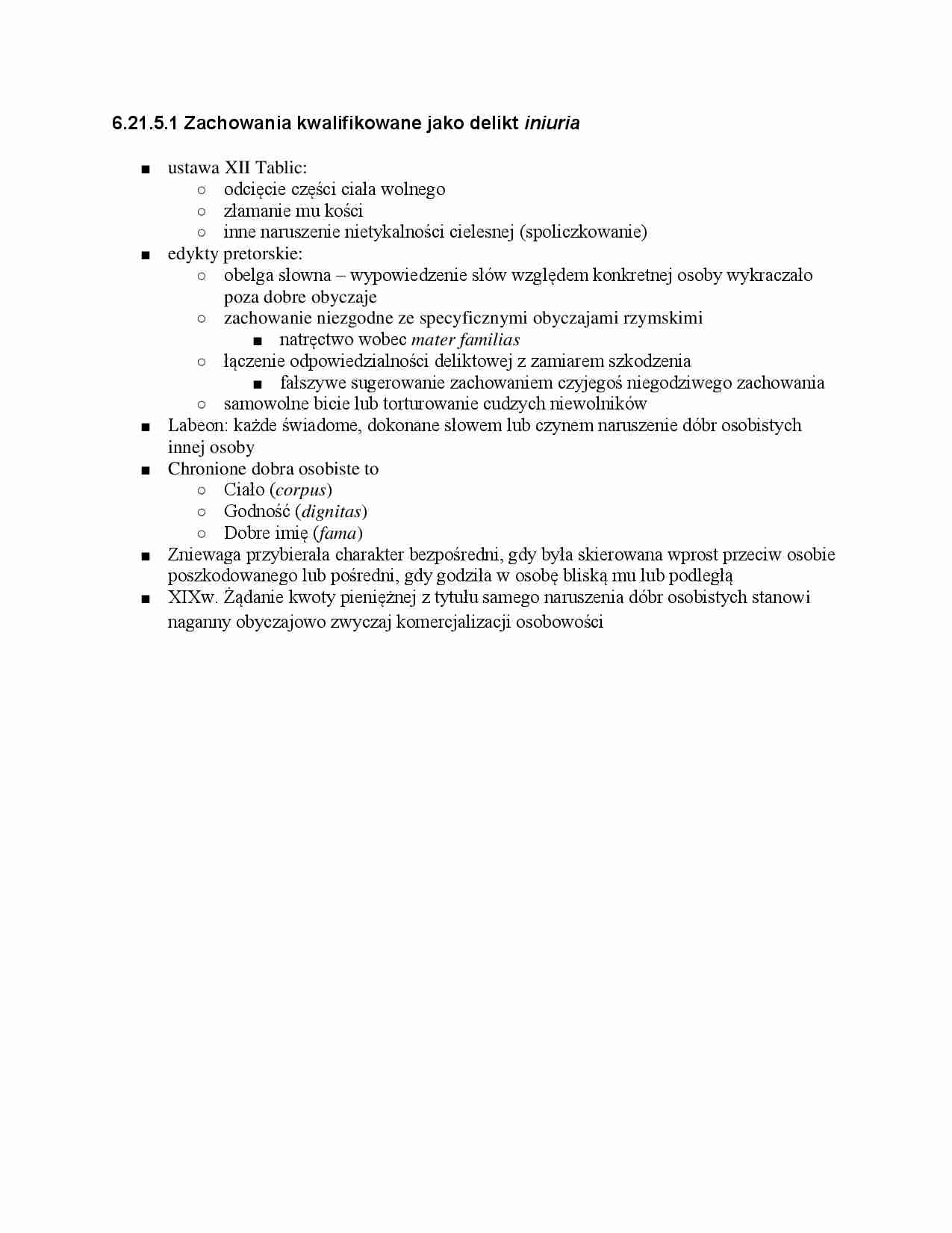 Zachowania kwalifikowane jako delikt iniuria - strona 1