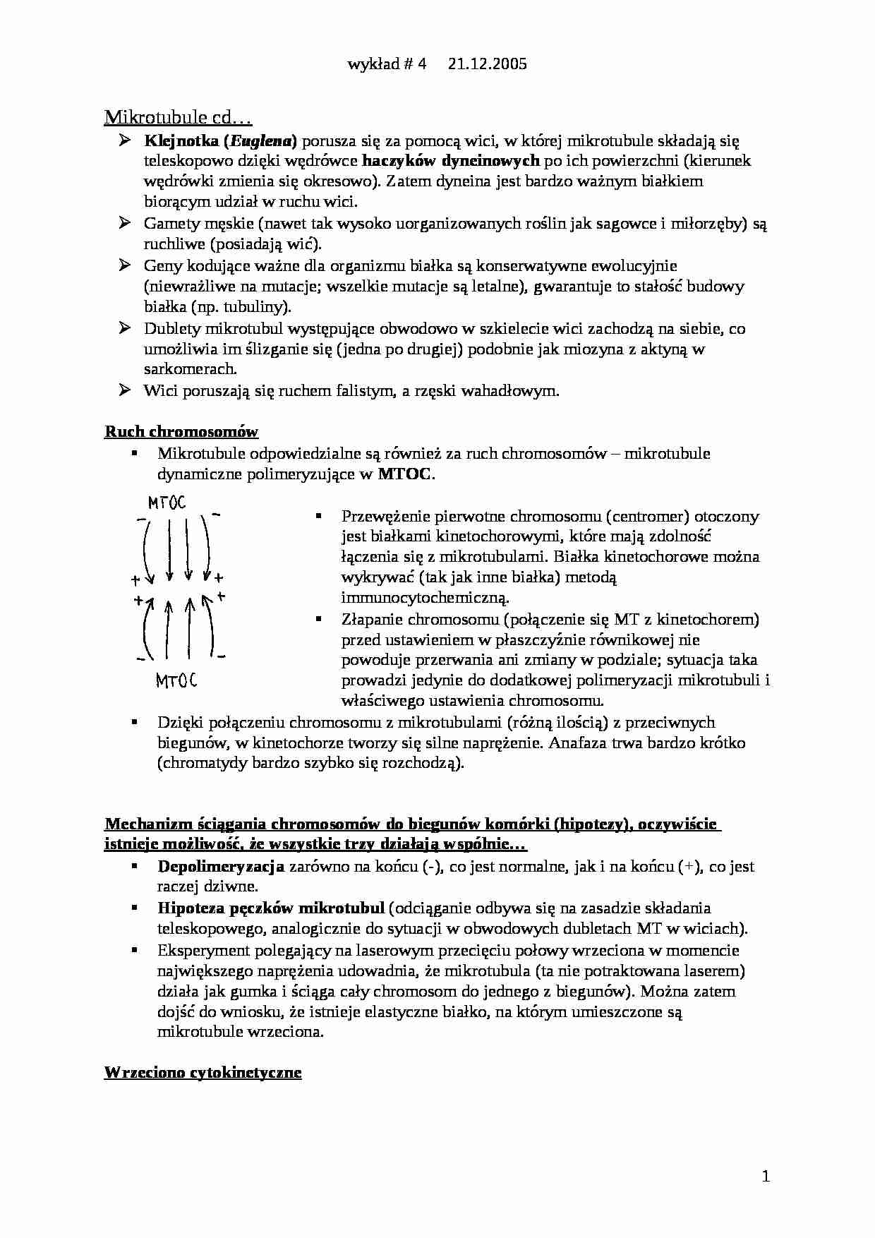 Biologia komórki roślinnej - wykład 4 - strona 1