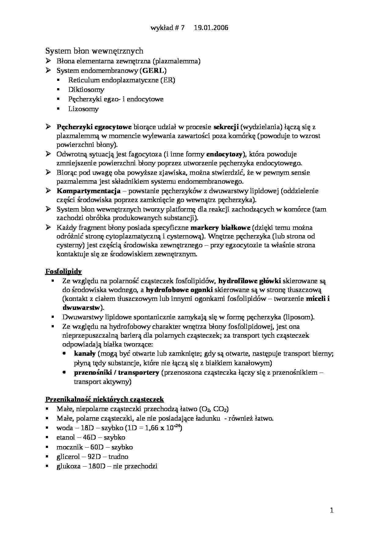 Biologia komórki roślinnej - wykład 7 - strona 1