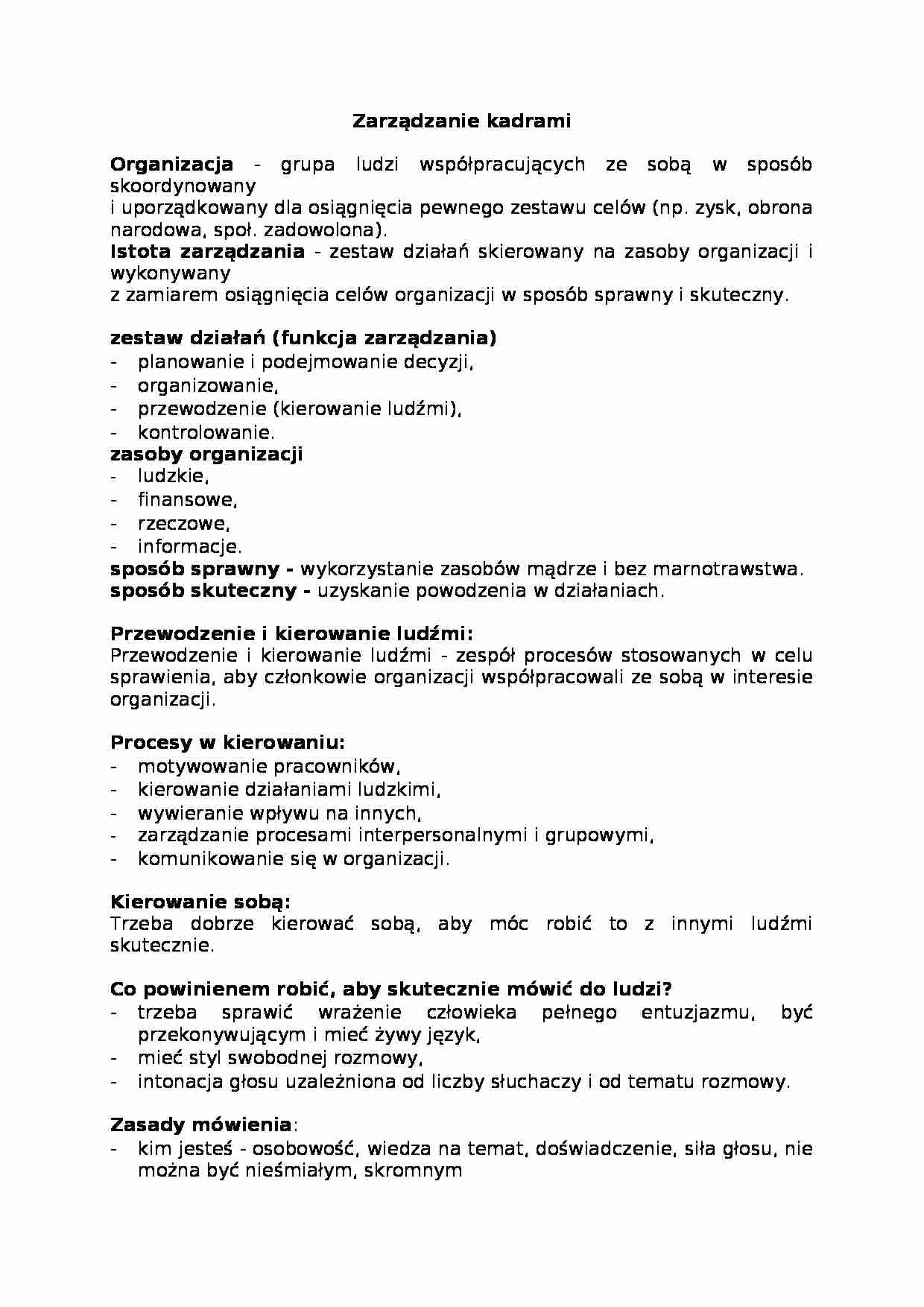 Zarządzanie kadrami - strona 1