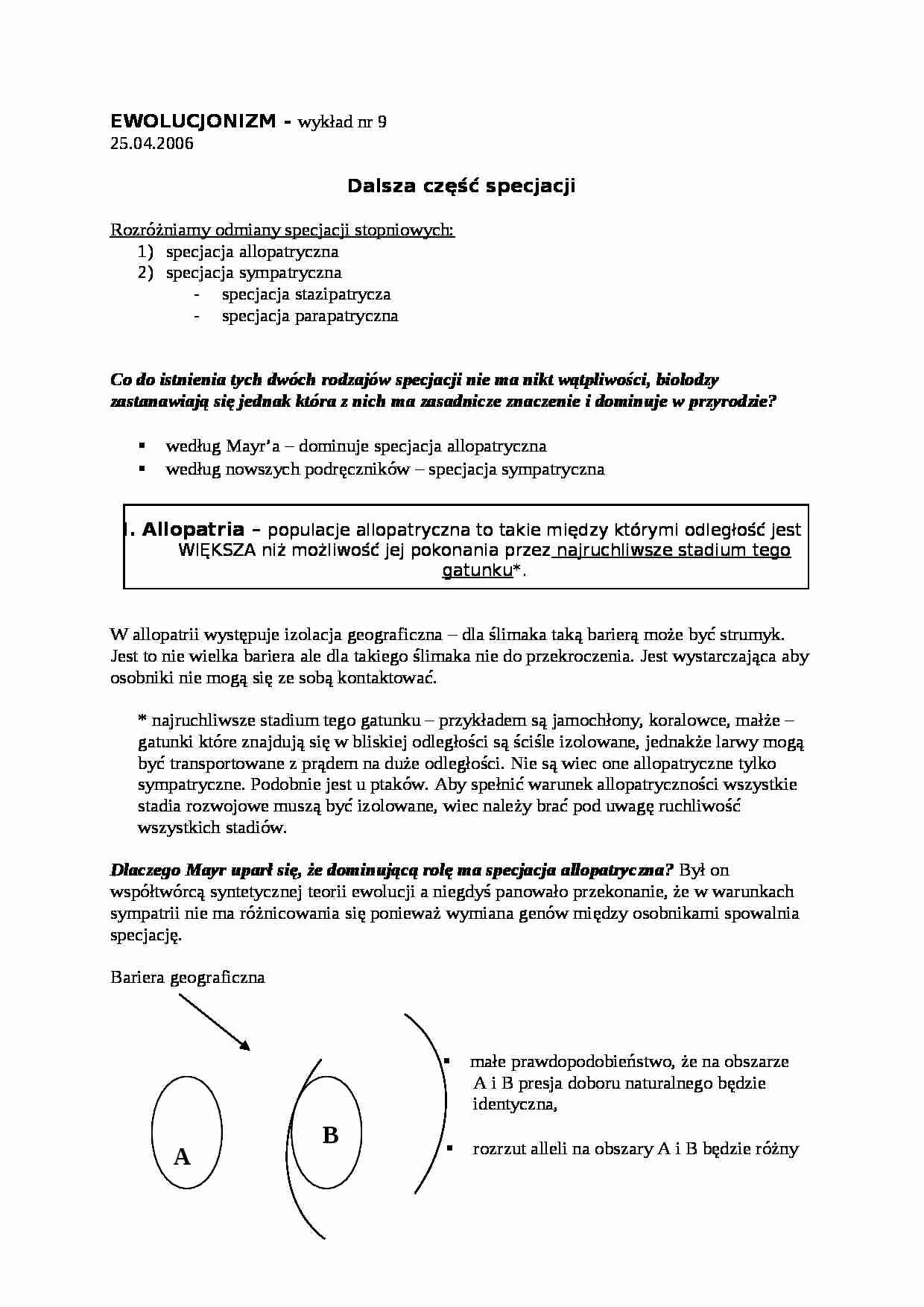Wykład  9 - ewolucjonizm - strona 1