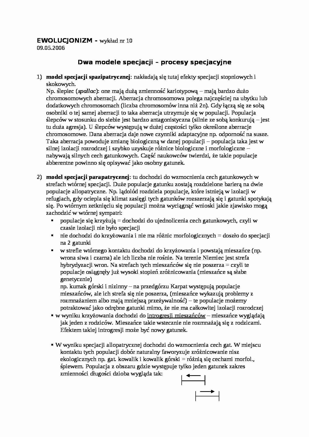 Wykład 10 - ewolucjonizm - strona 1