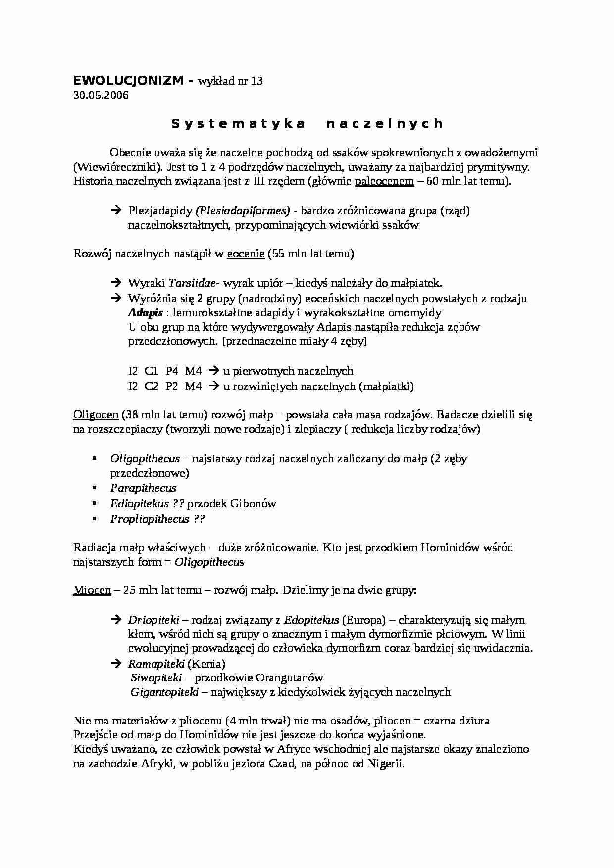 Wykład 13 - ewolucjonizm - strona 1