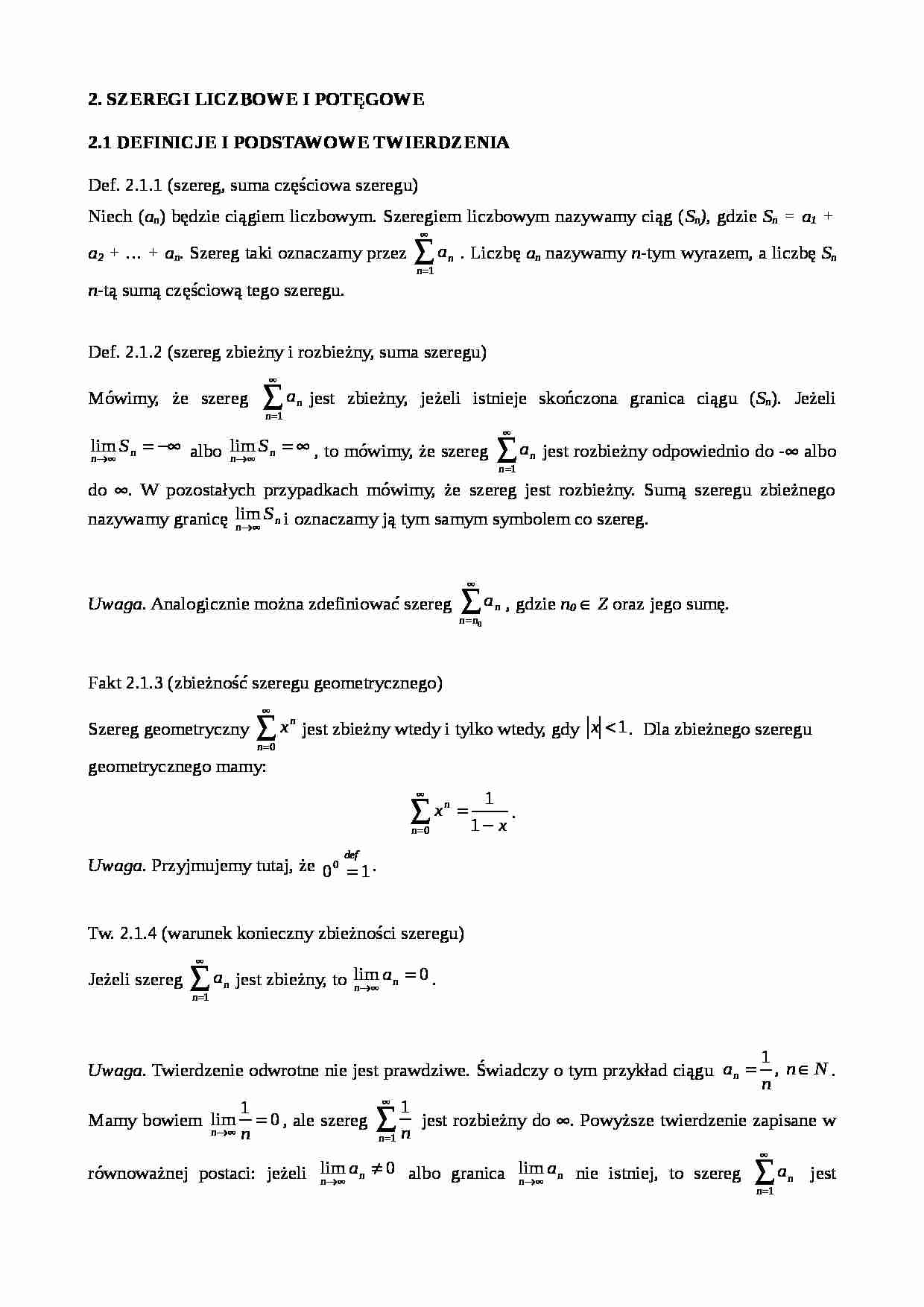 Szeregi liczbowe i potęgowe - strona 1