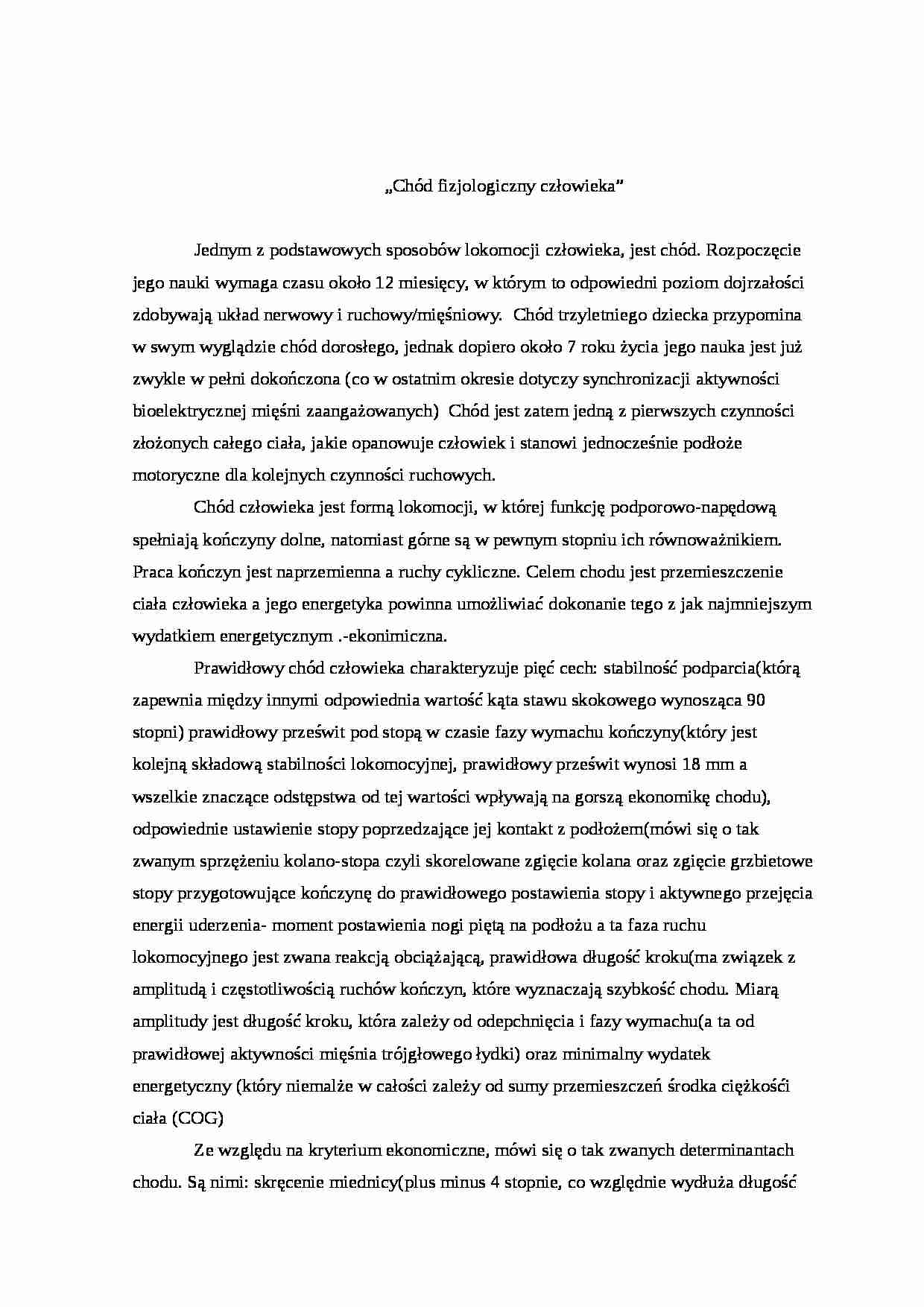 Chód fizjologiczny człowieka - strona 1