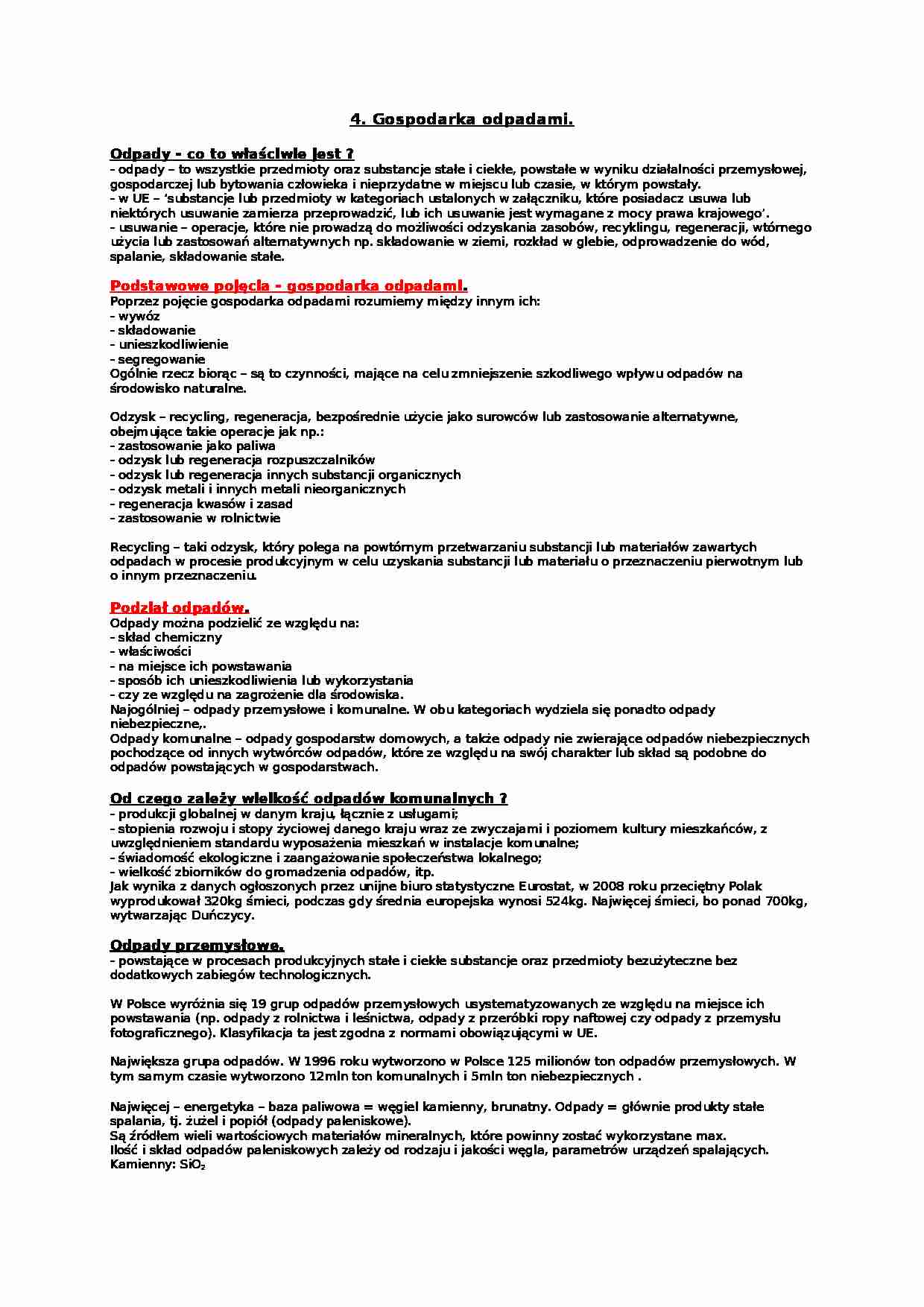 Gospodarka odpadami - wprowadzenie - strona 1