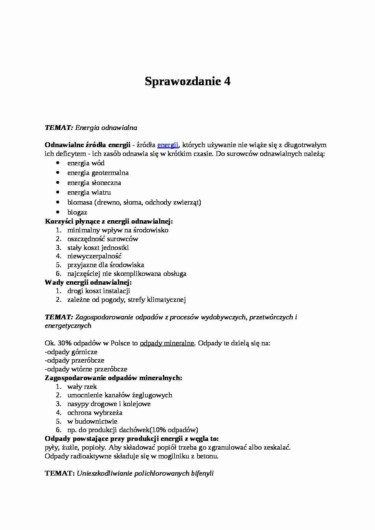 Energia odnawialna -sprawozdanie - strona 1