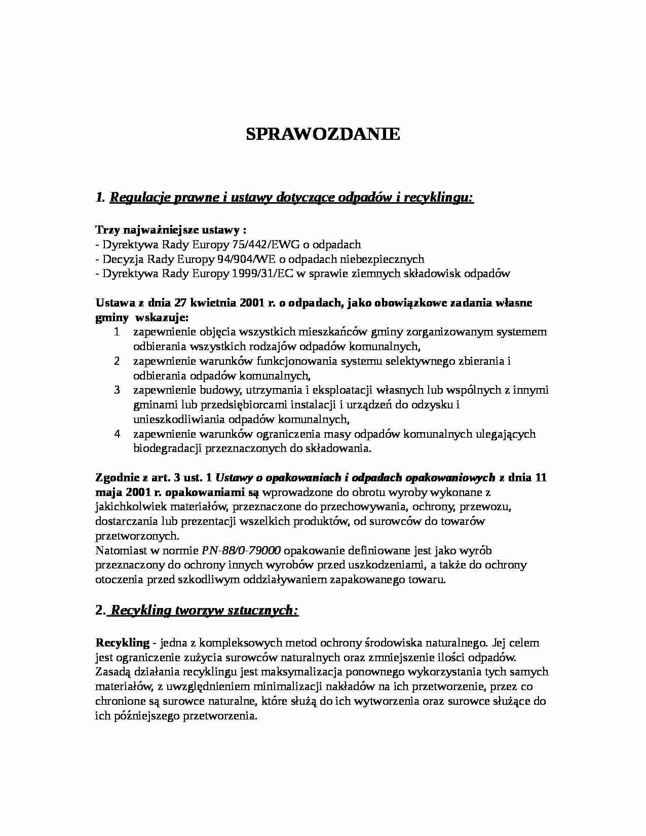 Ustawy dotyczące odpadów i recyklingu - strona 1