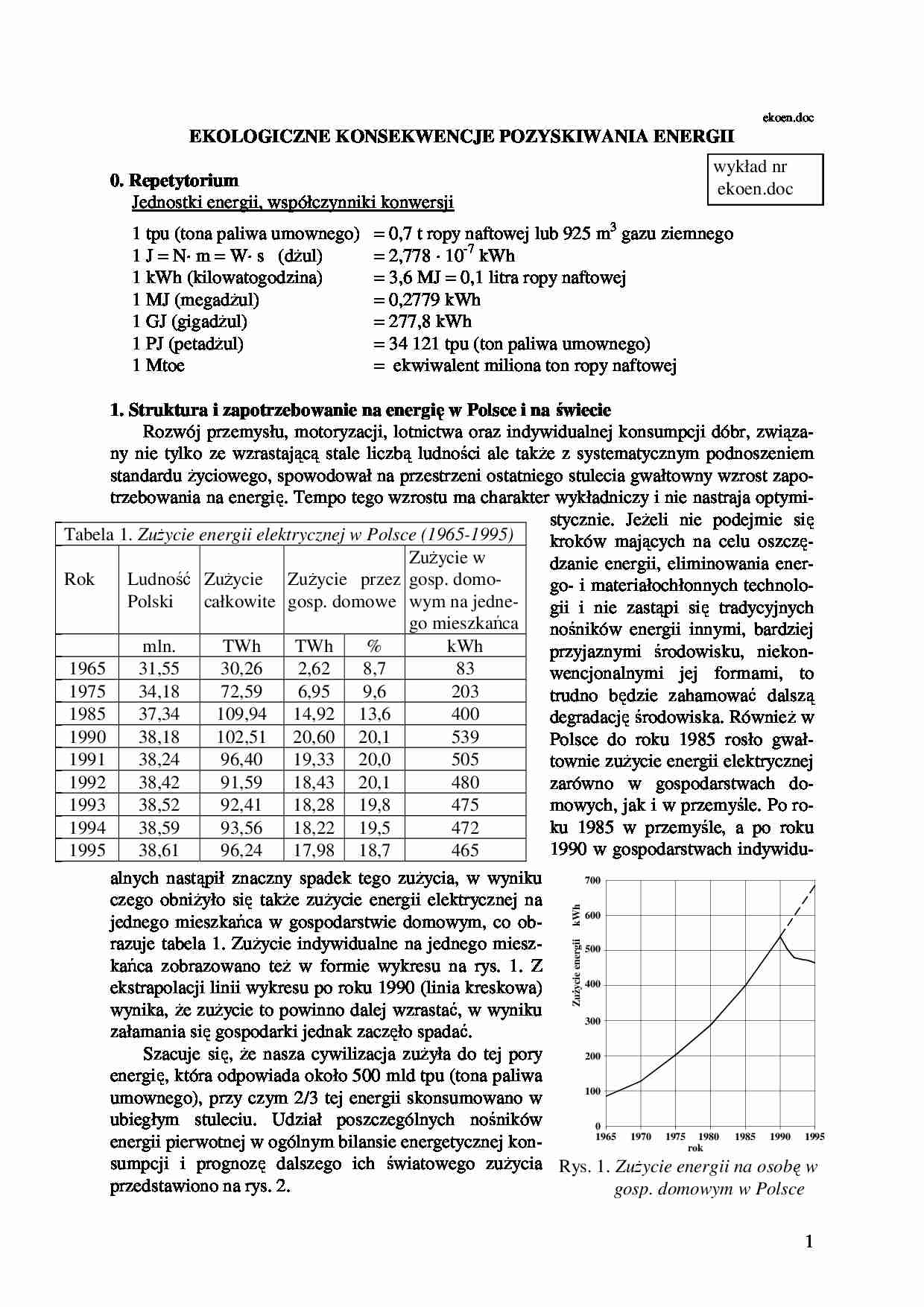 Ekologiczne konsekwencje pozyskiwania energii - strona 1