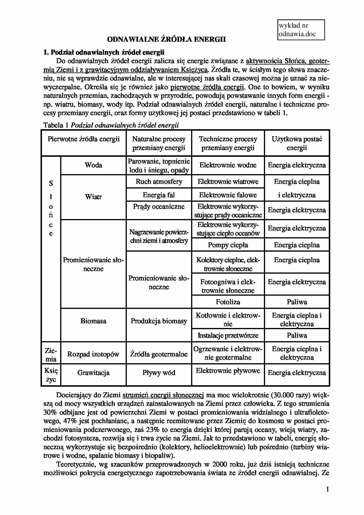 Odnawialne źródła energii - Energia wiatru  - strona 1