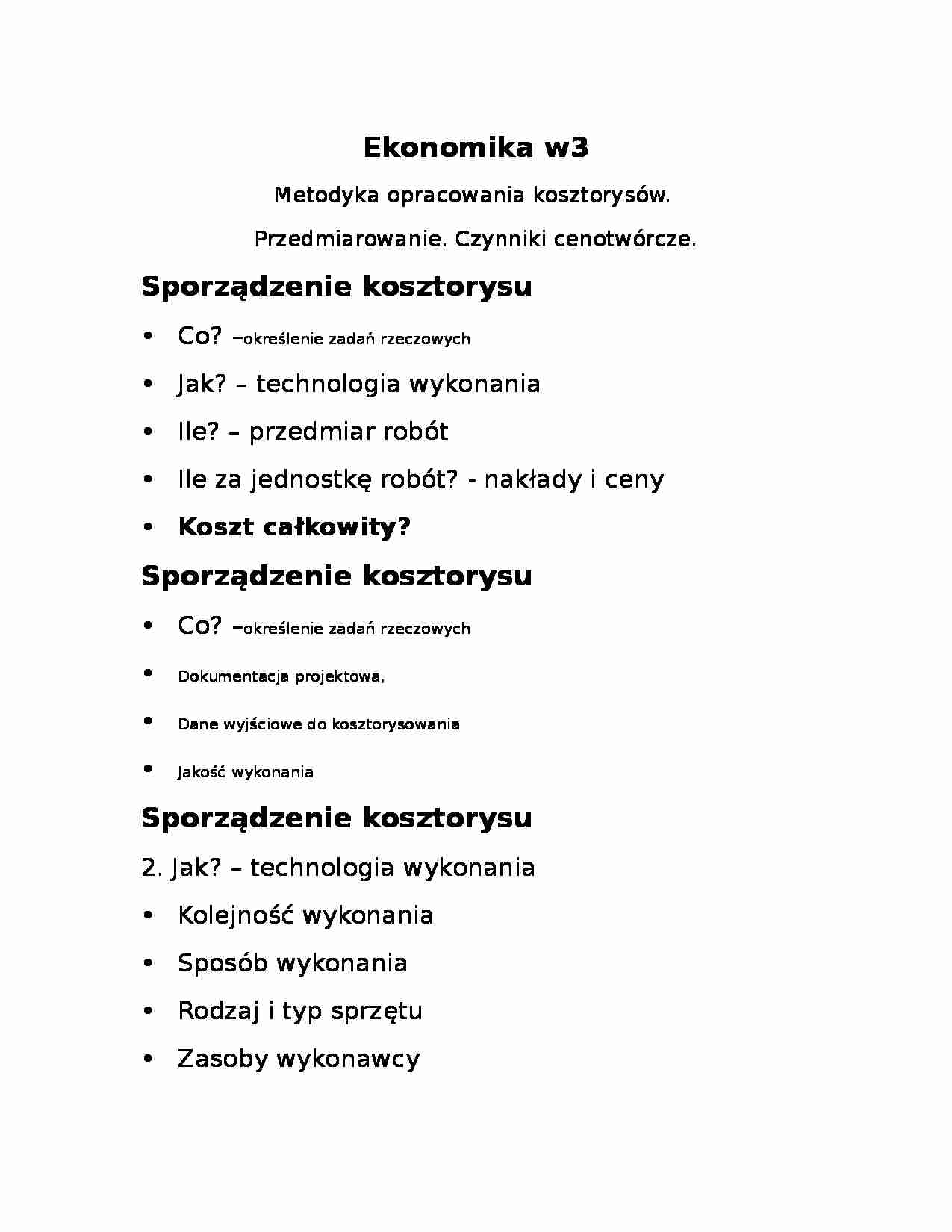 Metodyka opracowania kosztorysów - strona 1
