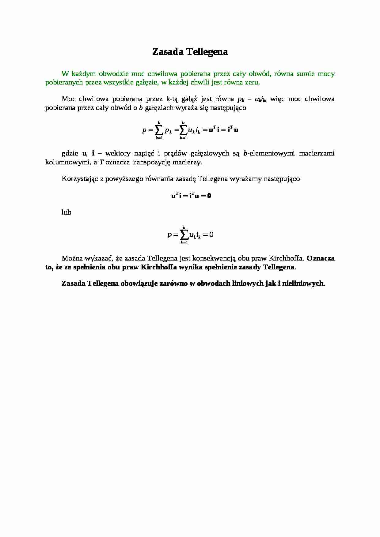 Zasada Tellegena - elektrotechnika - strona 1