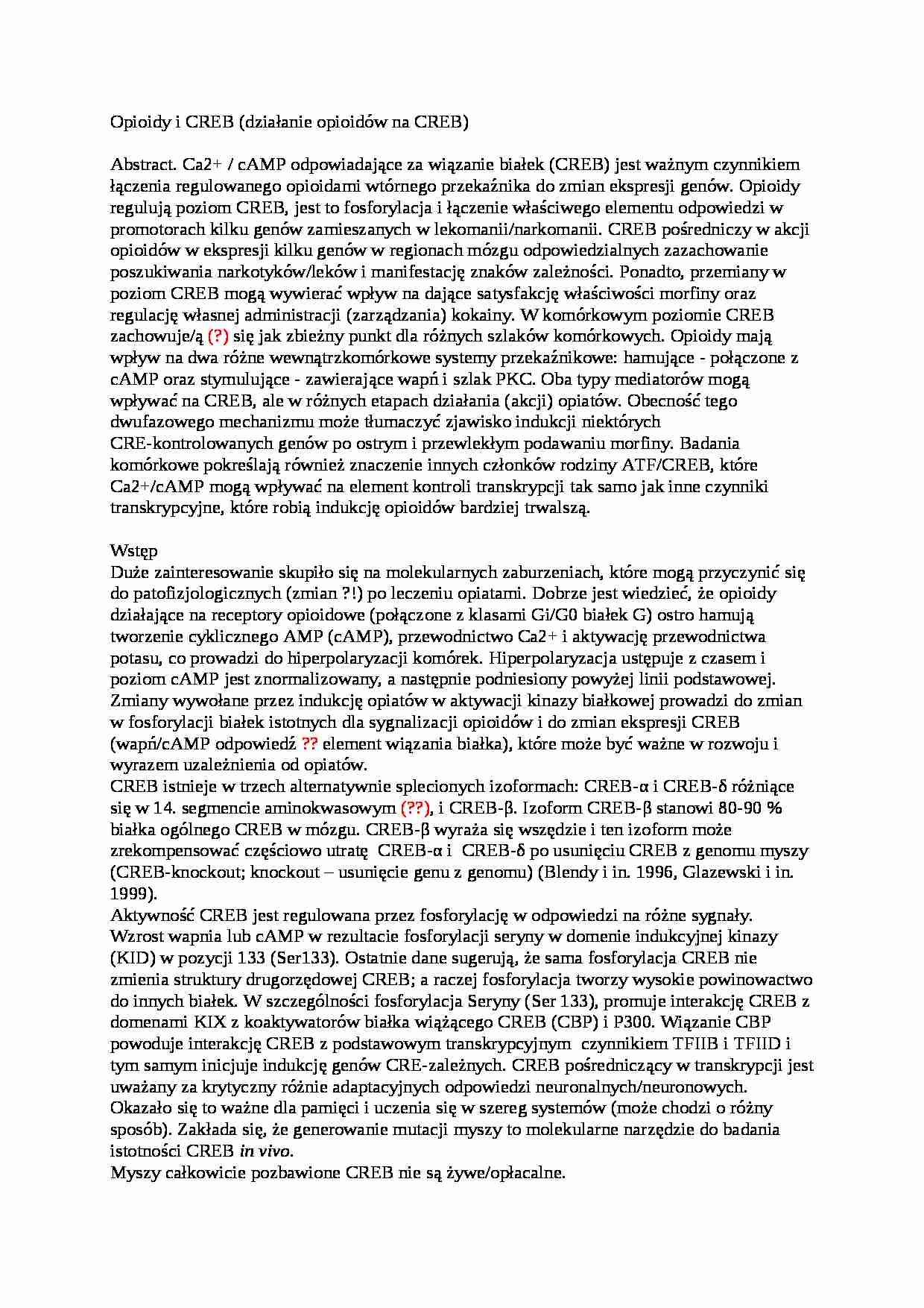 Działanie opioidów na CREB - strona 1