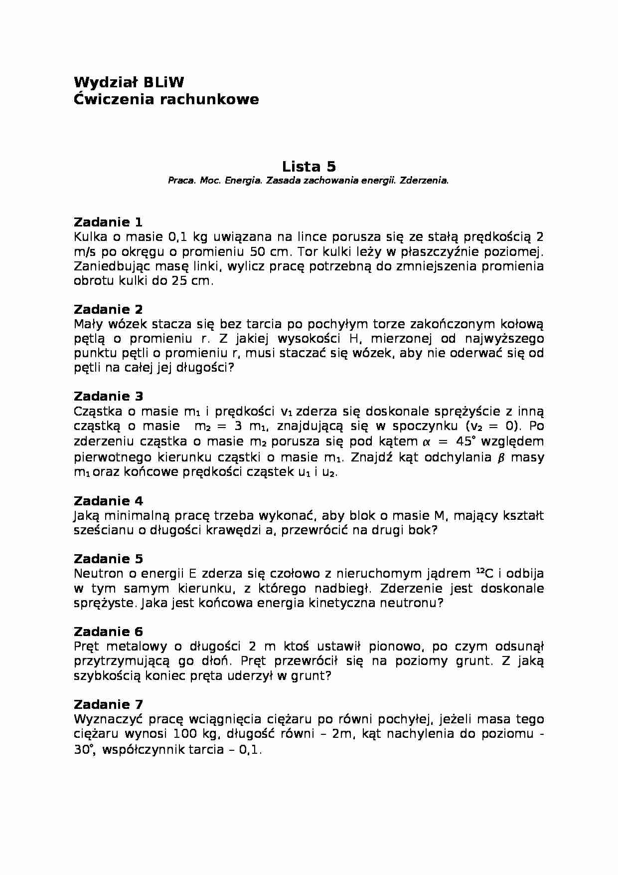 Kinematyka - zadania 5 - strona 1