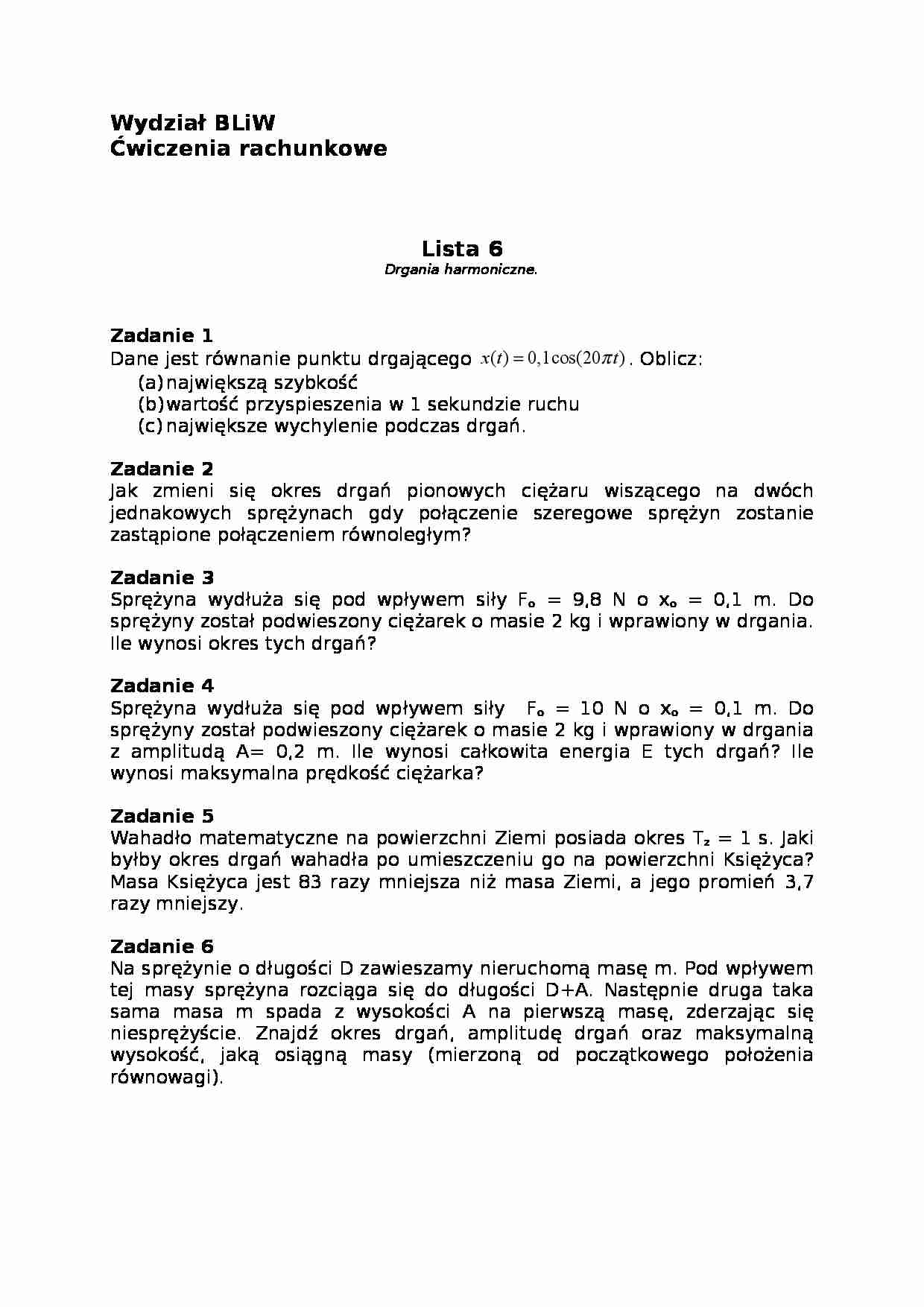 Kinematyka - zadania 6 - strona 1