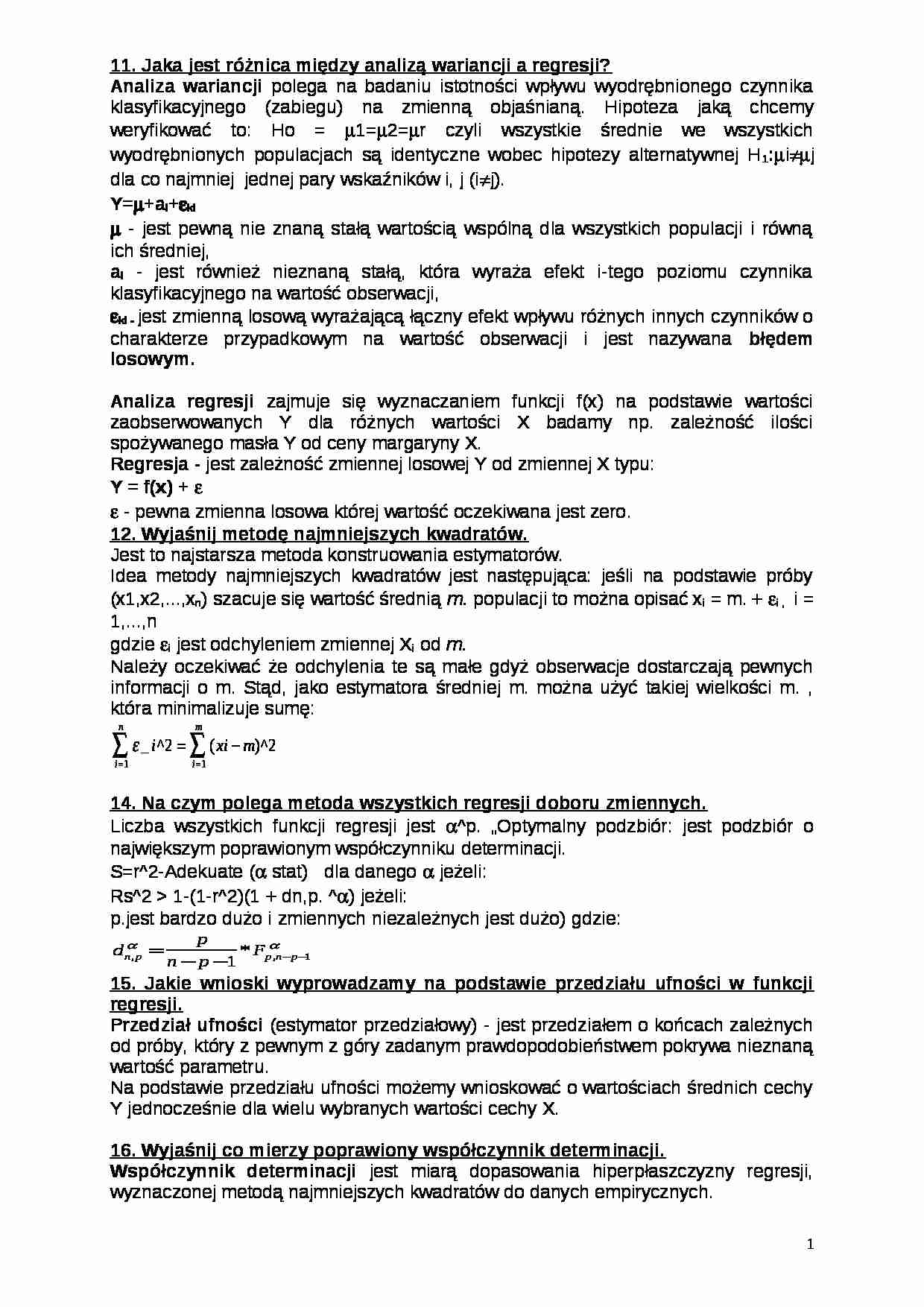 Podstawy statystyki - pytania i odpowiedz - strona 1