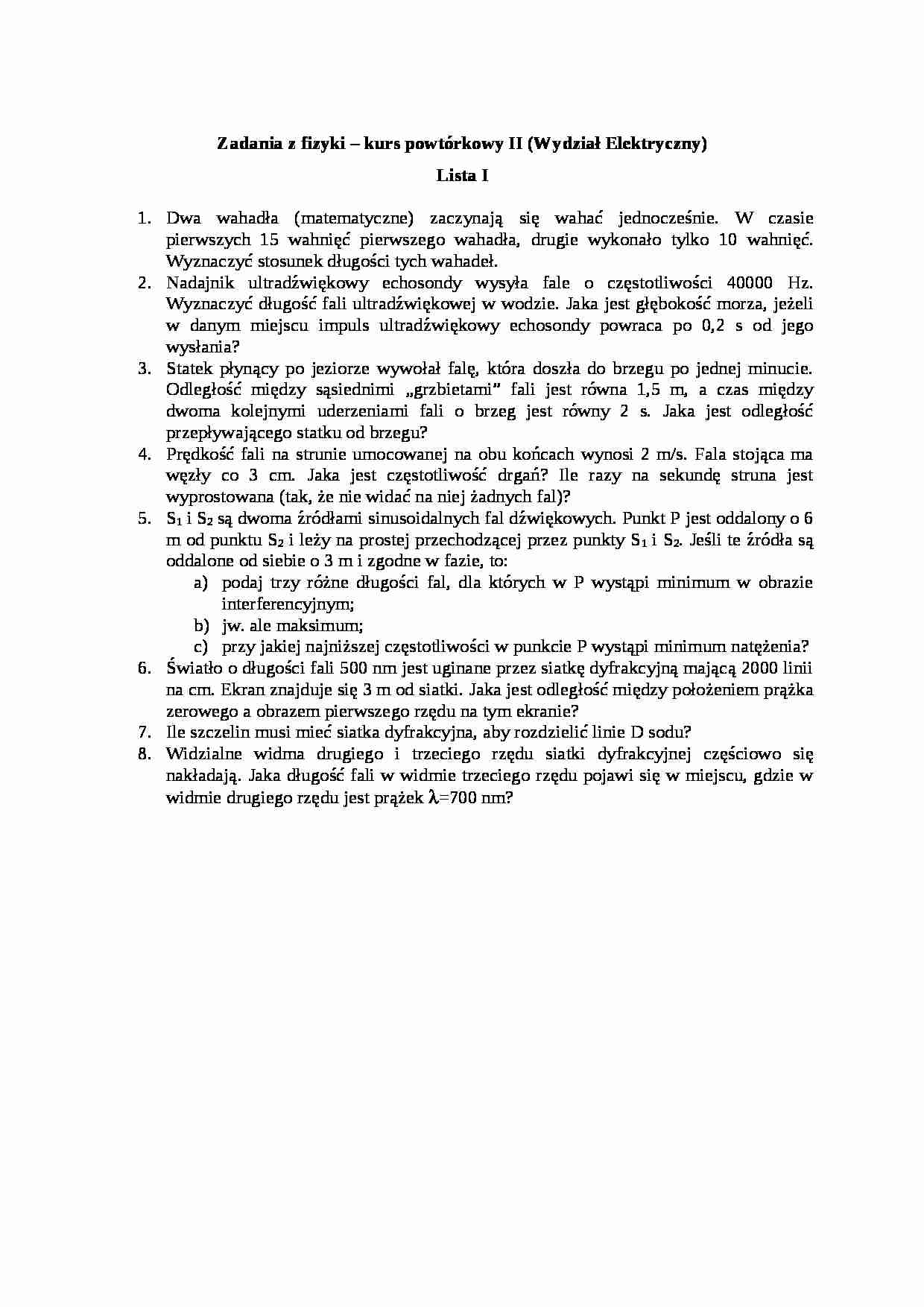 Zadania z fizyki - strona 1
