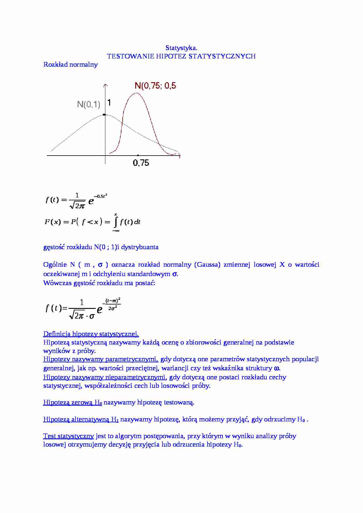 Testowanie hipotez statystycznych - strona 1