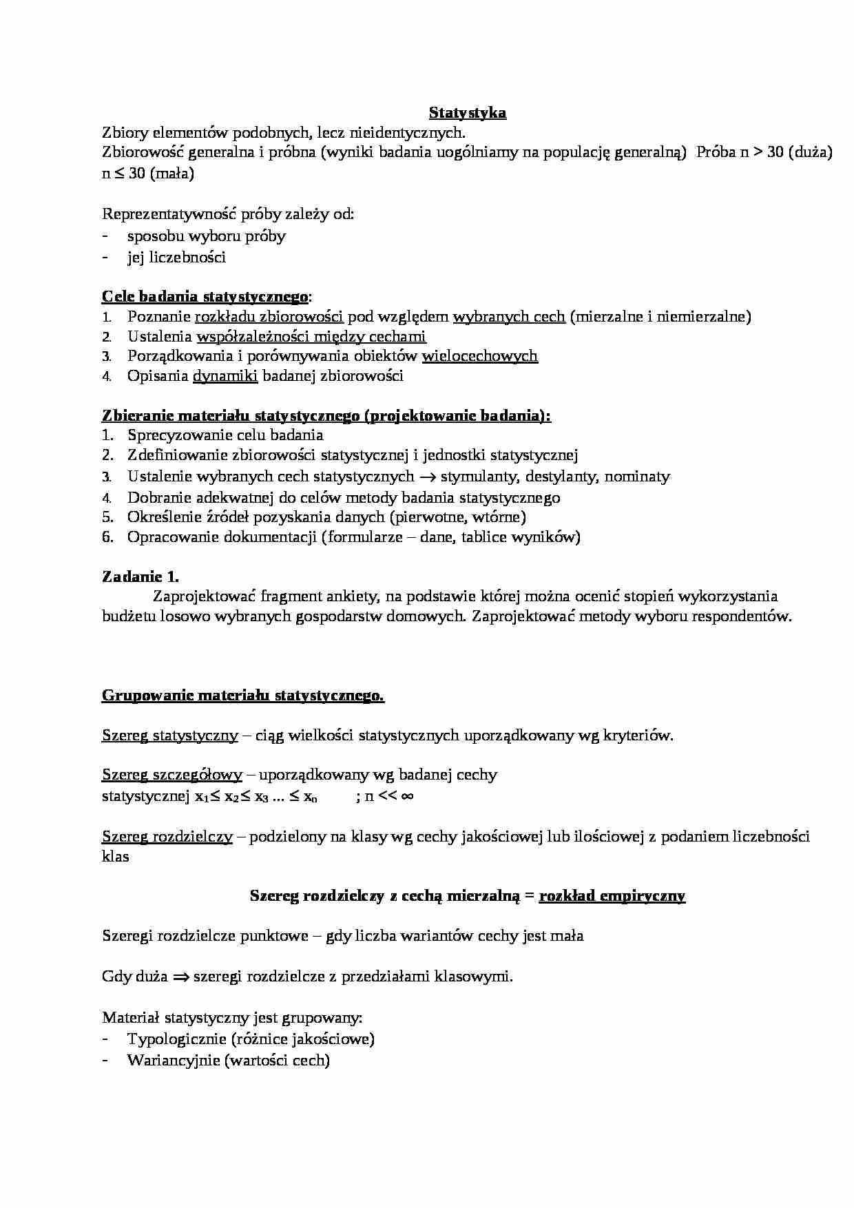 Statystyka, teoria + przykłady - strona 1