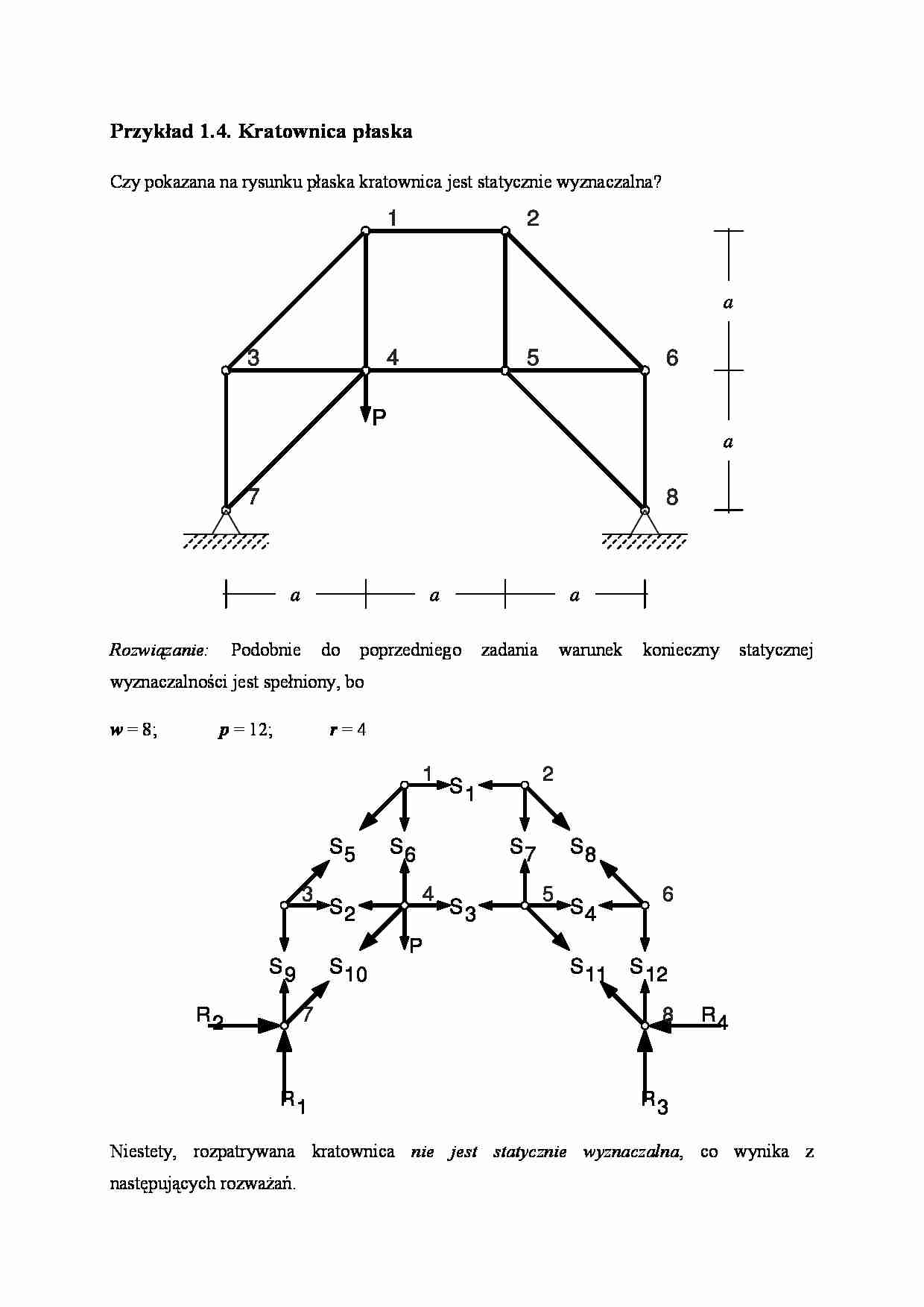 Kratownica płaska - przykład 4 - strona 1